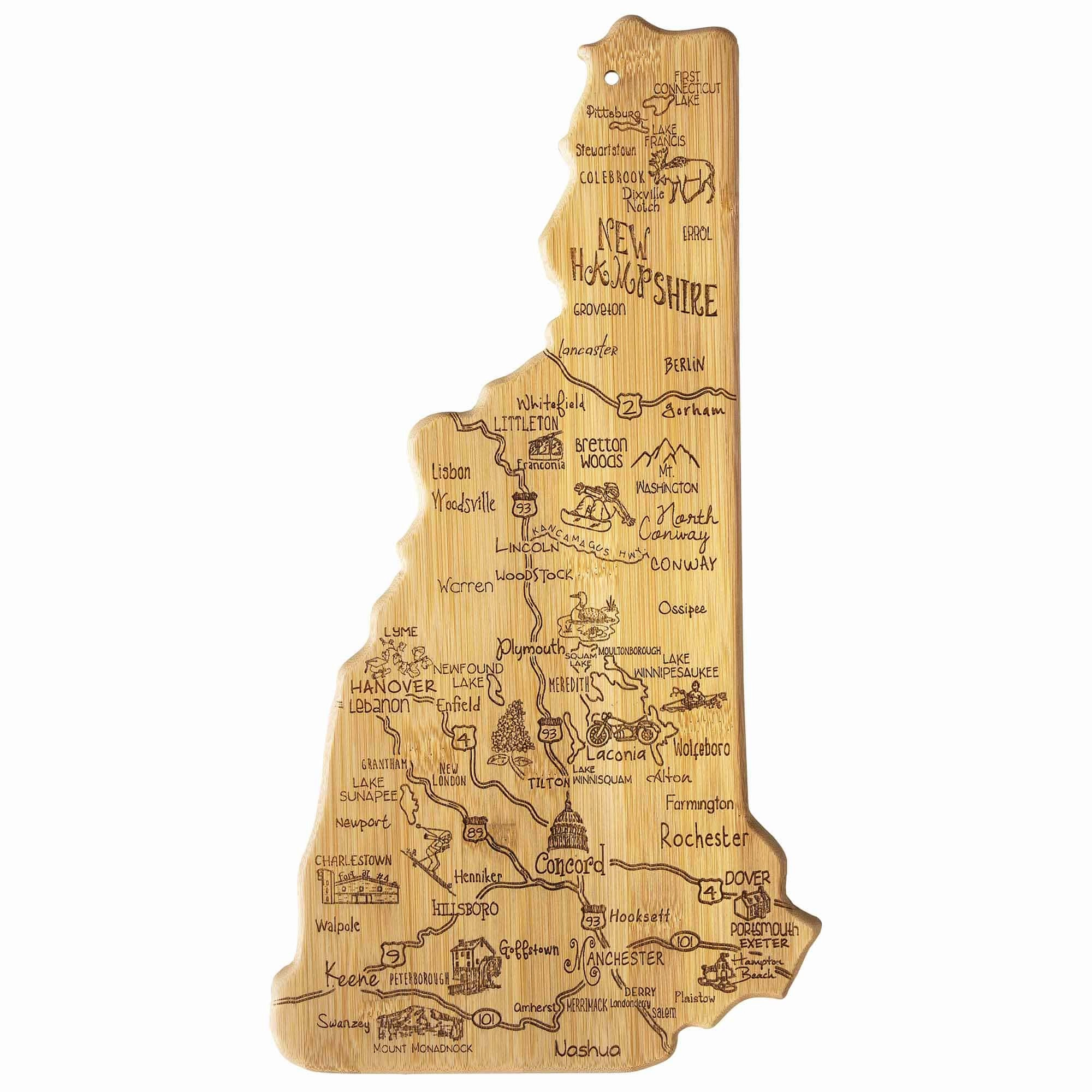 Destination New Hampshire Cutting Board, 9" x 17" cutting board,chopping board,kitchen tools