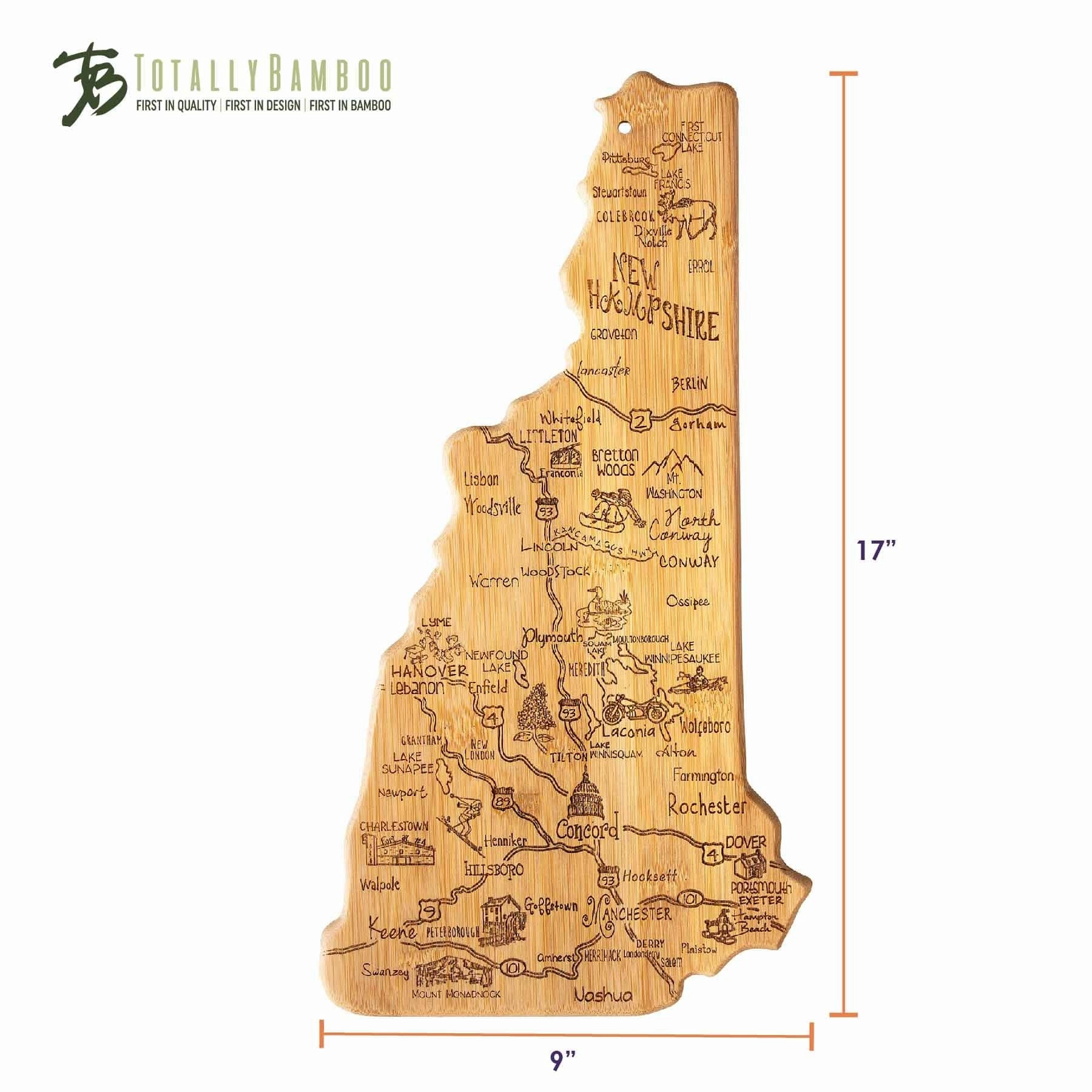 Destination New Hampshire Cutting Board, 9" x 17"