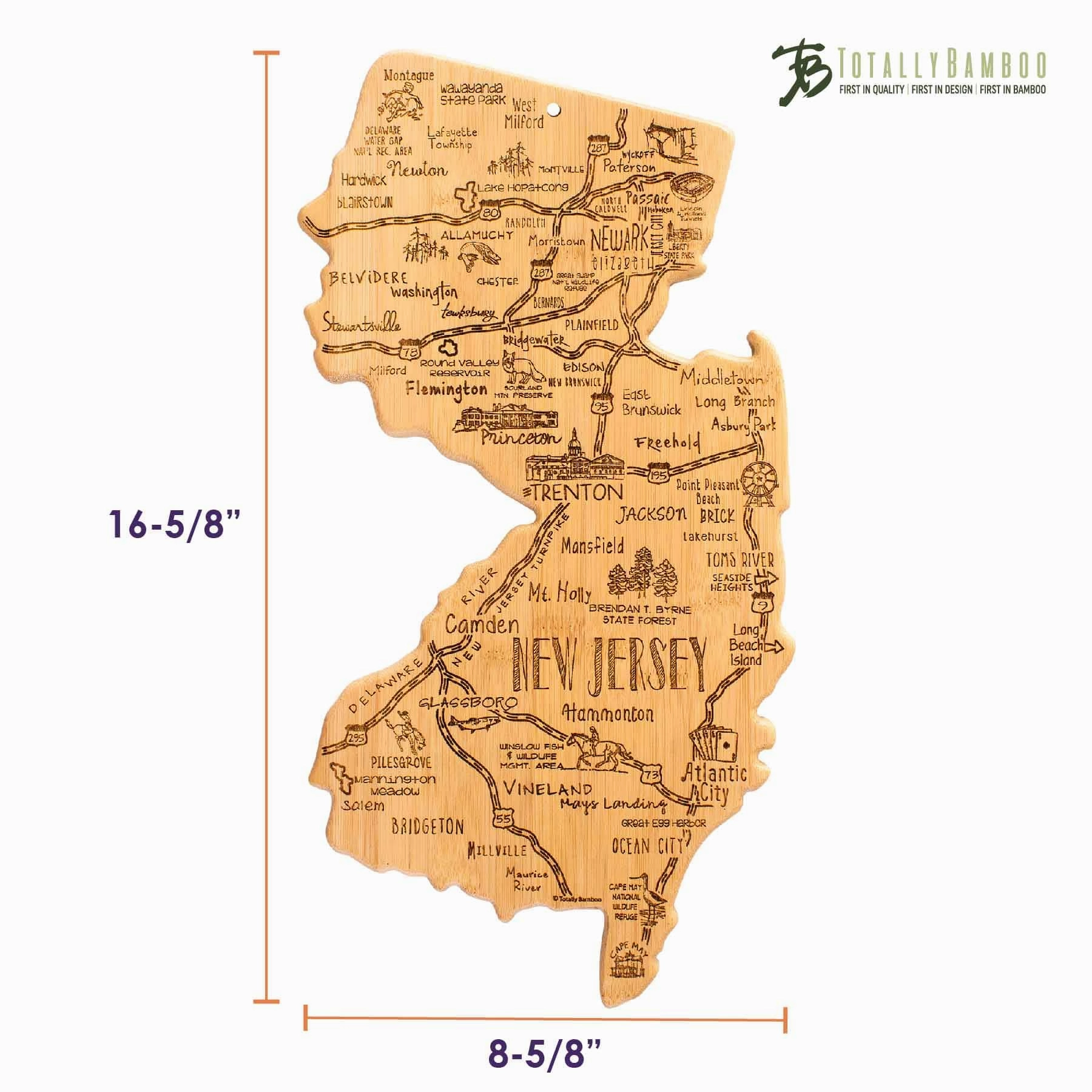 Destination New Jersey Cutting Board, 8-5/8" x 16-5/8"