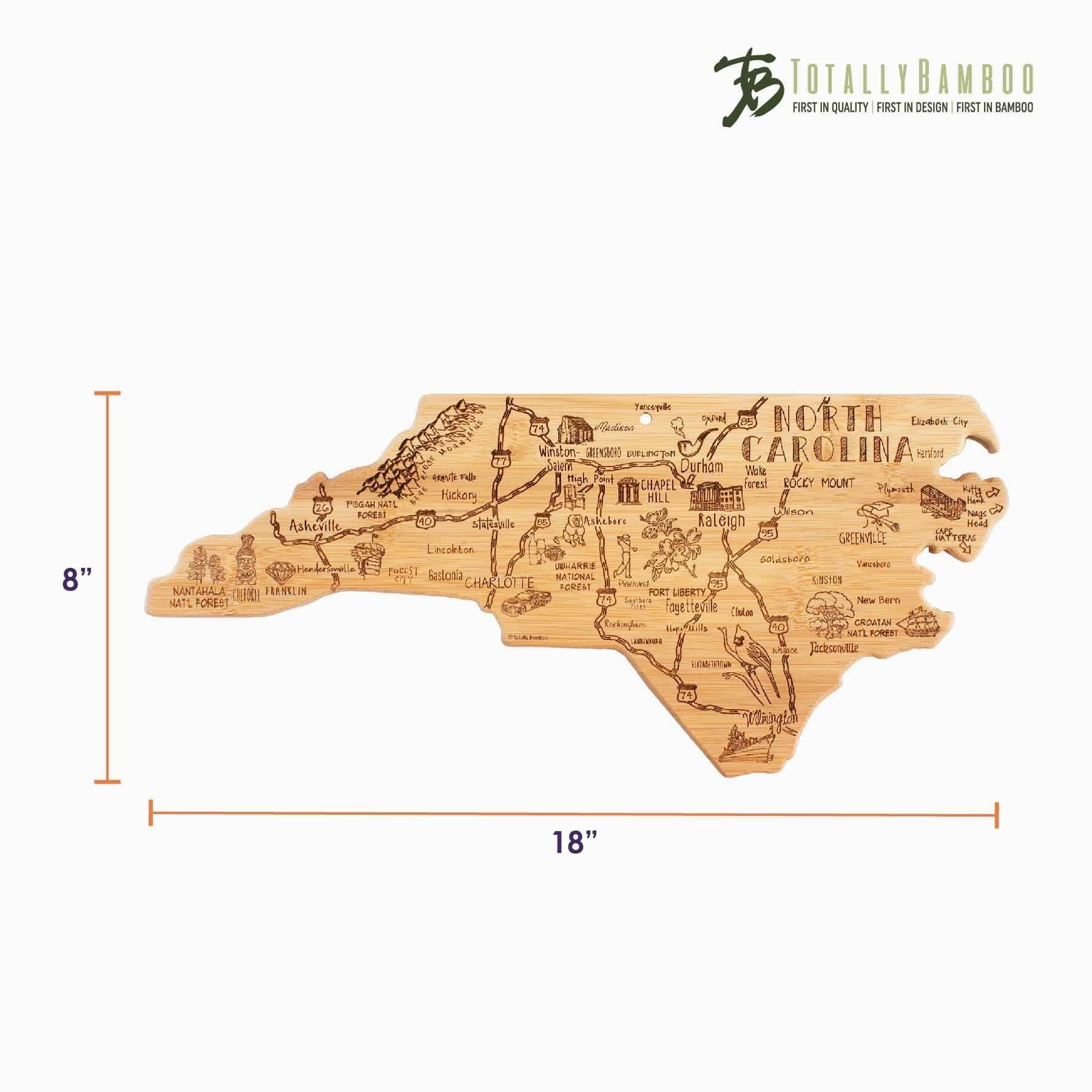 Destination North Carolina Cutting Board, 18" x 8"