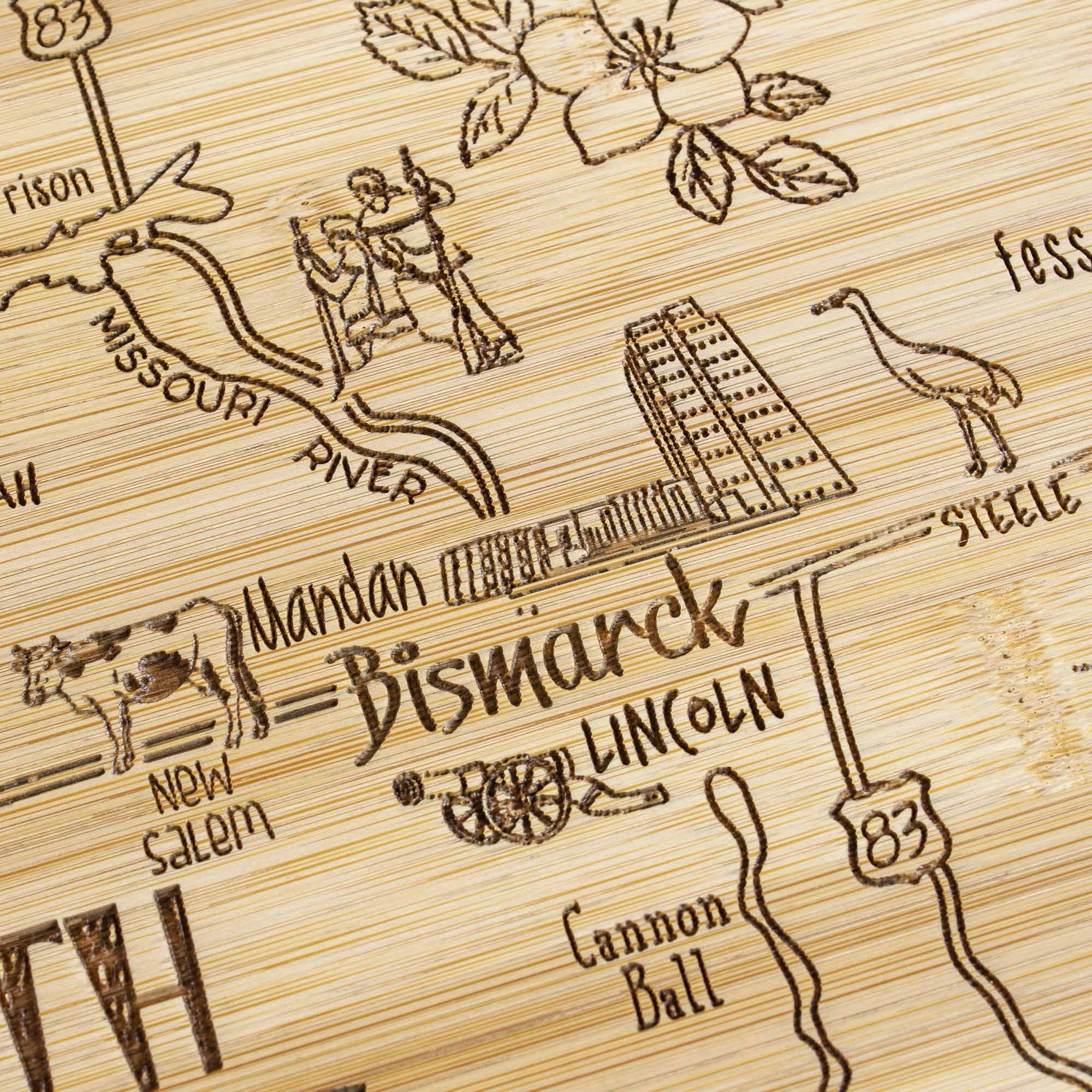 Destination North Dakota Cutting Board, 9-3/4" x 16"