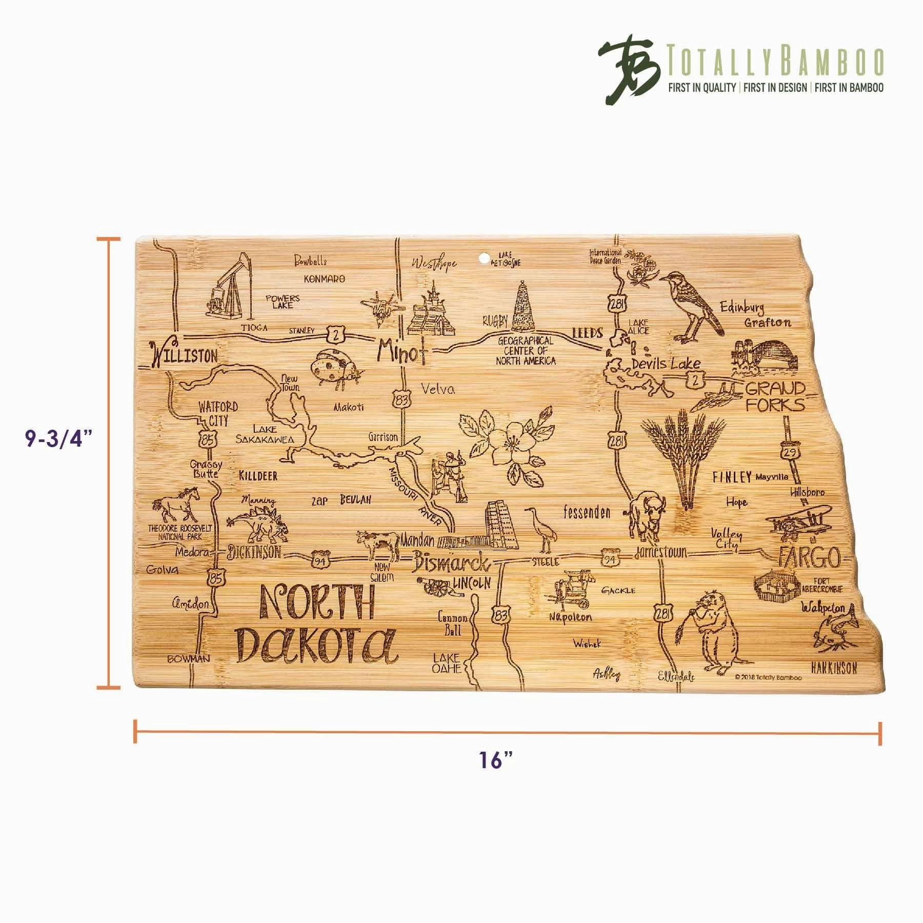 Destination North Dakota Cutting Board, 9-3/4" x 16"