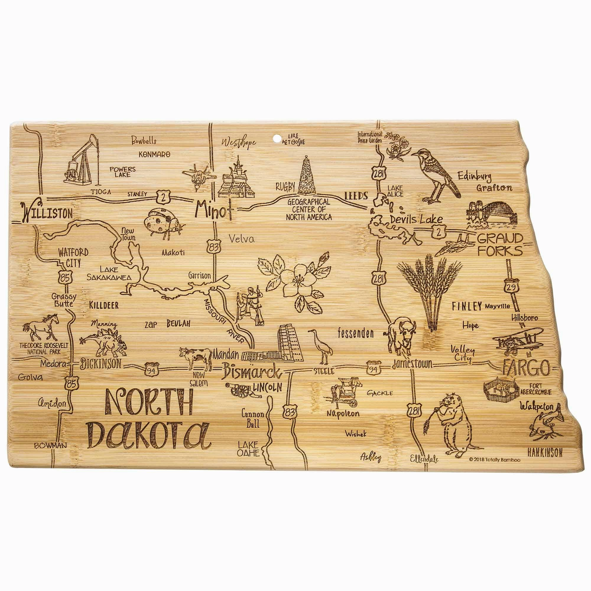 Destination North Dakota Cutting Board, 9-3/4" x 16" cutting board,chopping board,kitchen tools