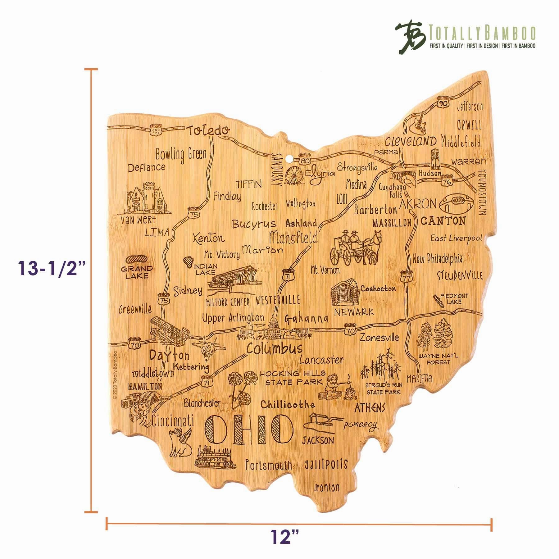 Destination Ohio Cutting Board, 12" x 13-1/2"