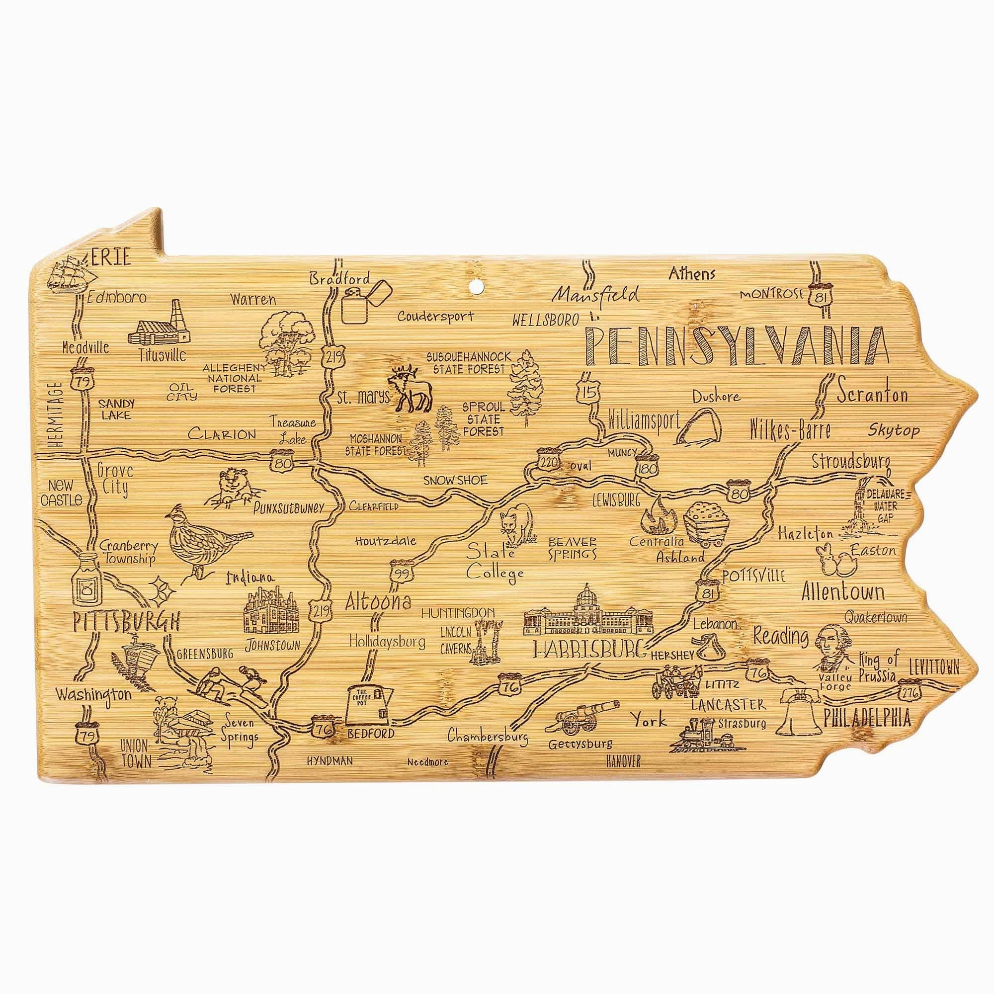 Destination Pennsylvania Cutting Board, 16" x 9-3/4" cutting board,chopping board,kitchen tools