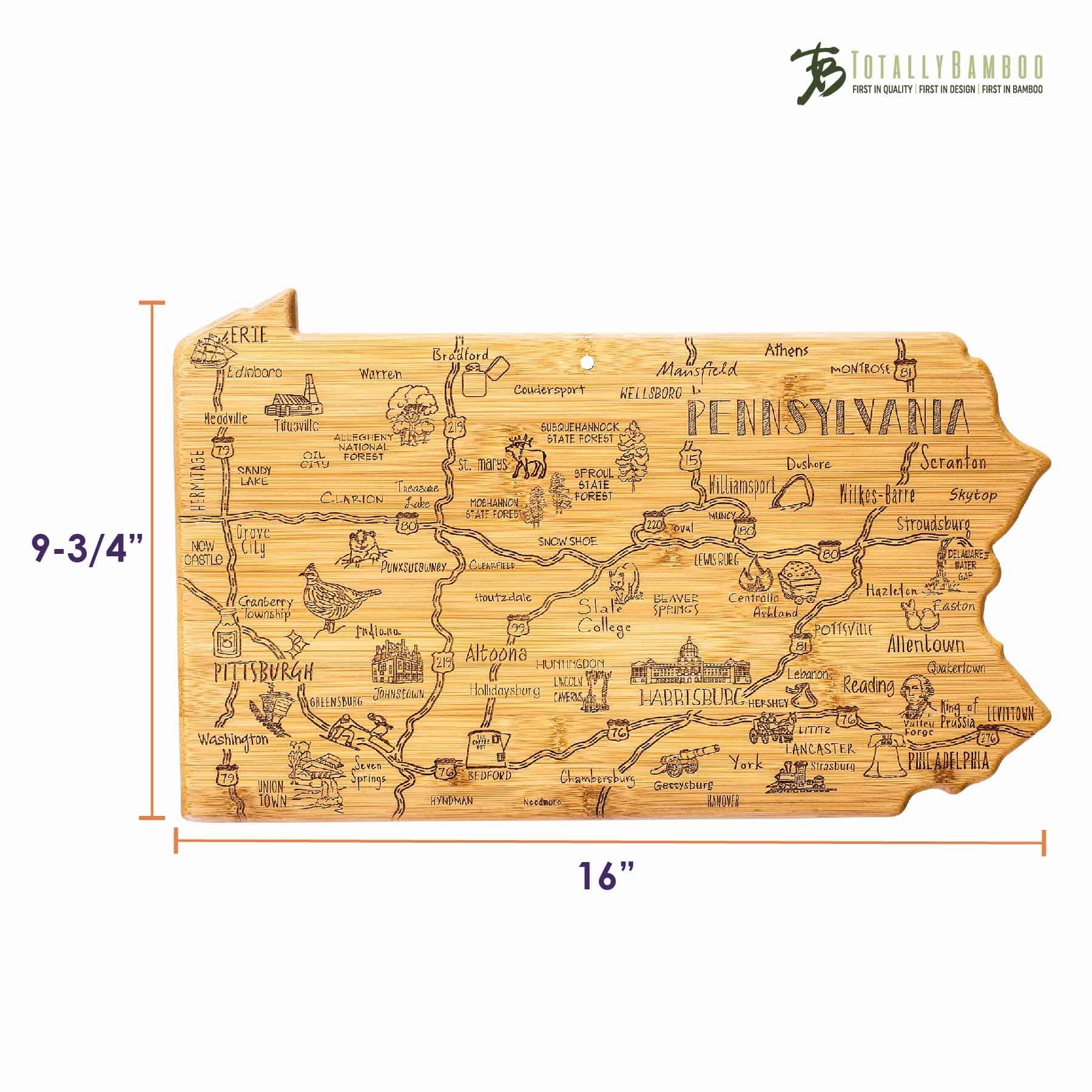 Destination Pennsylvania Cutting Board, 16" x 9-3/4"