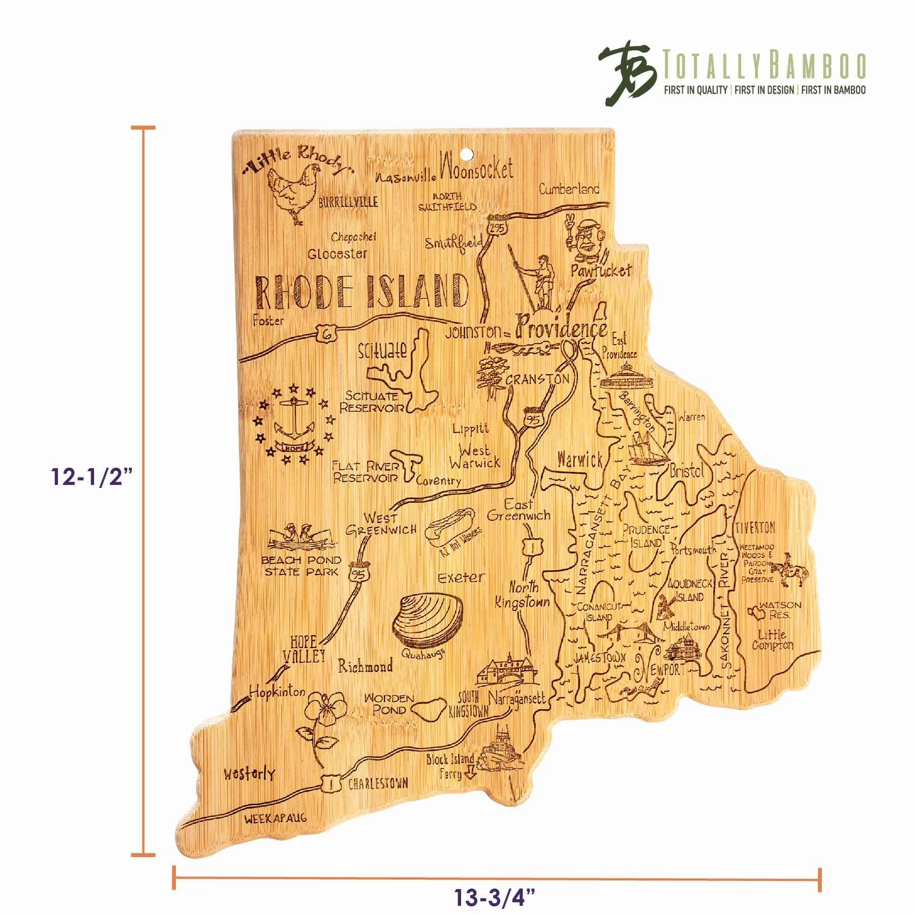 Destination Rhode Island Cutting Board, 13-3/4" x 12-1/2"