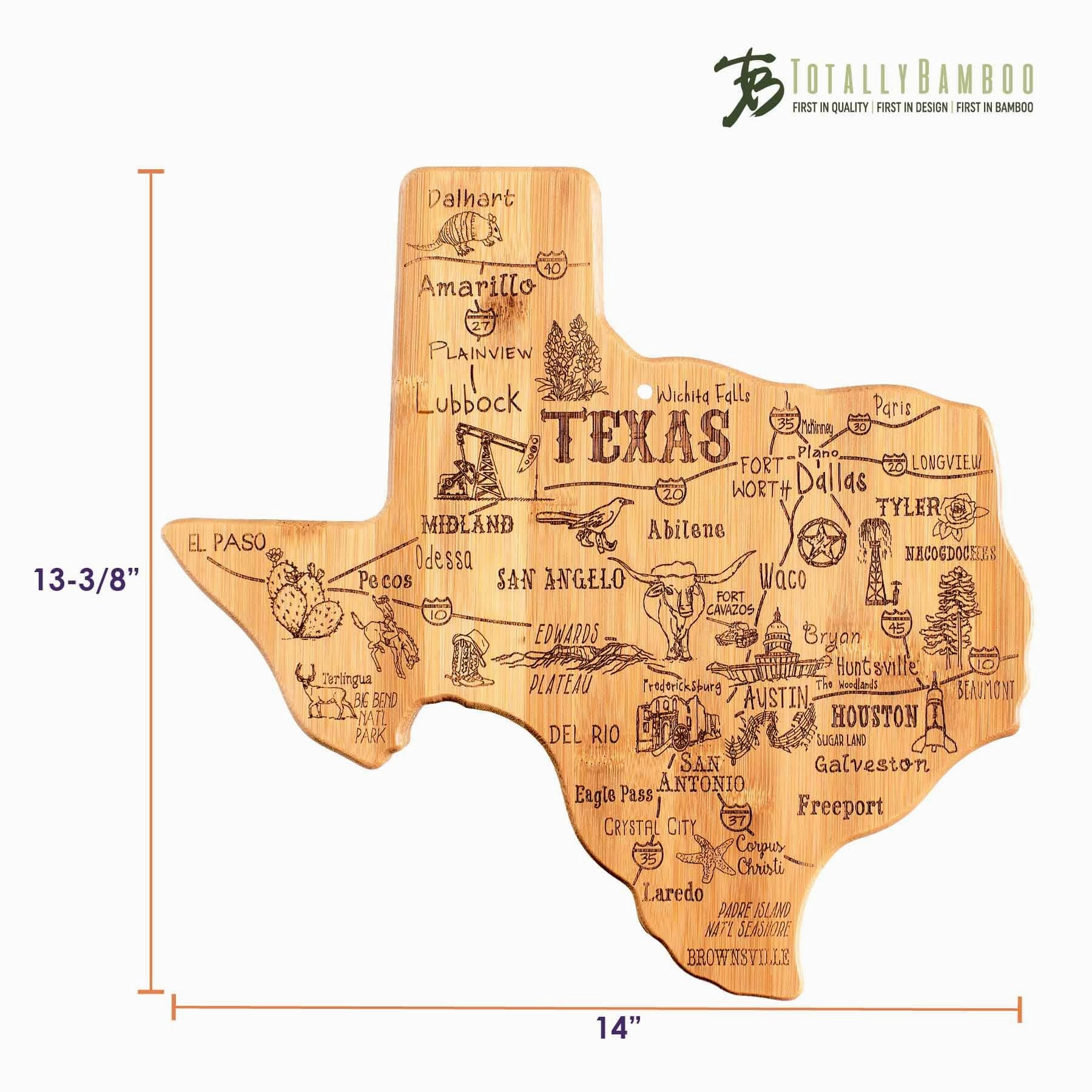 Destination Texas Cutting Board, 14" x 13-3/8"