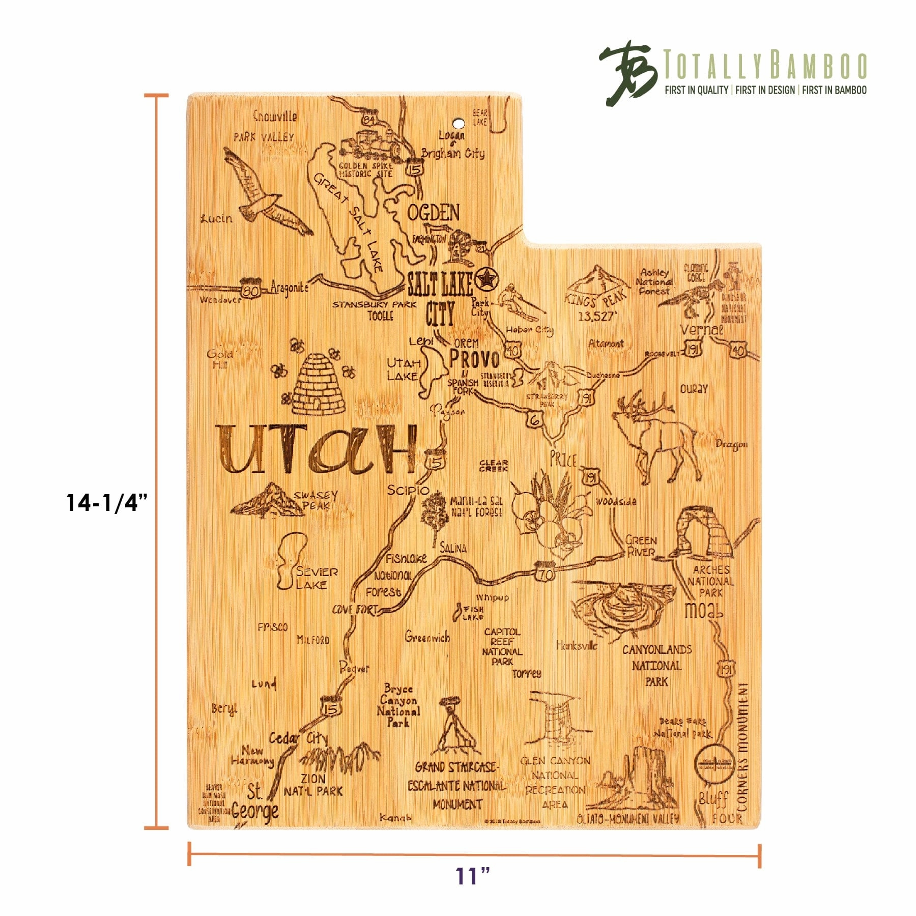 Destination Utah Cutting Board, 11" x 14-1/4"