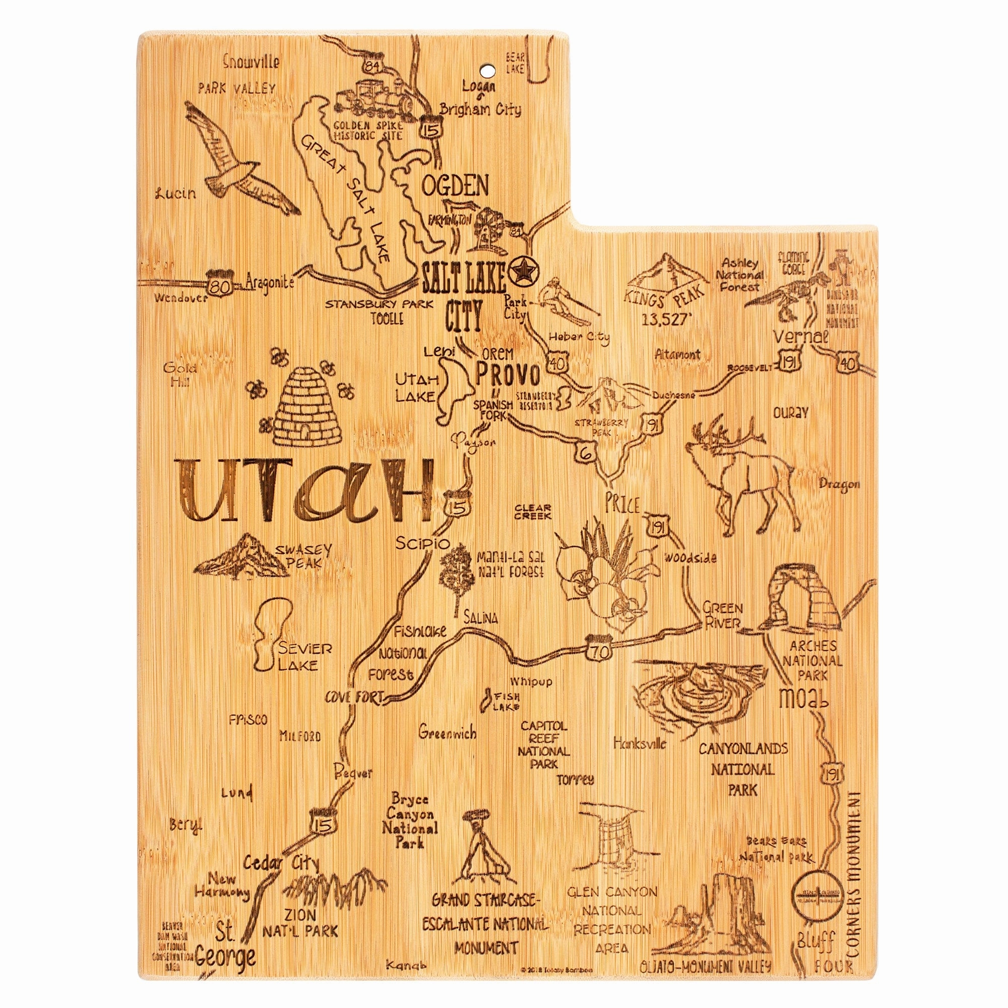 Destination Utah Cutting Board, 11" x 14-1/4" cutting board,chopping board,kitchen tools