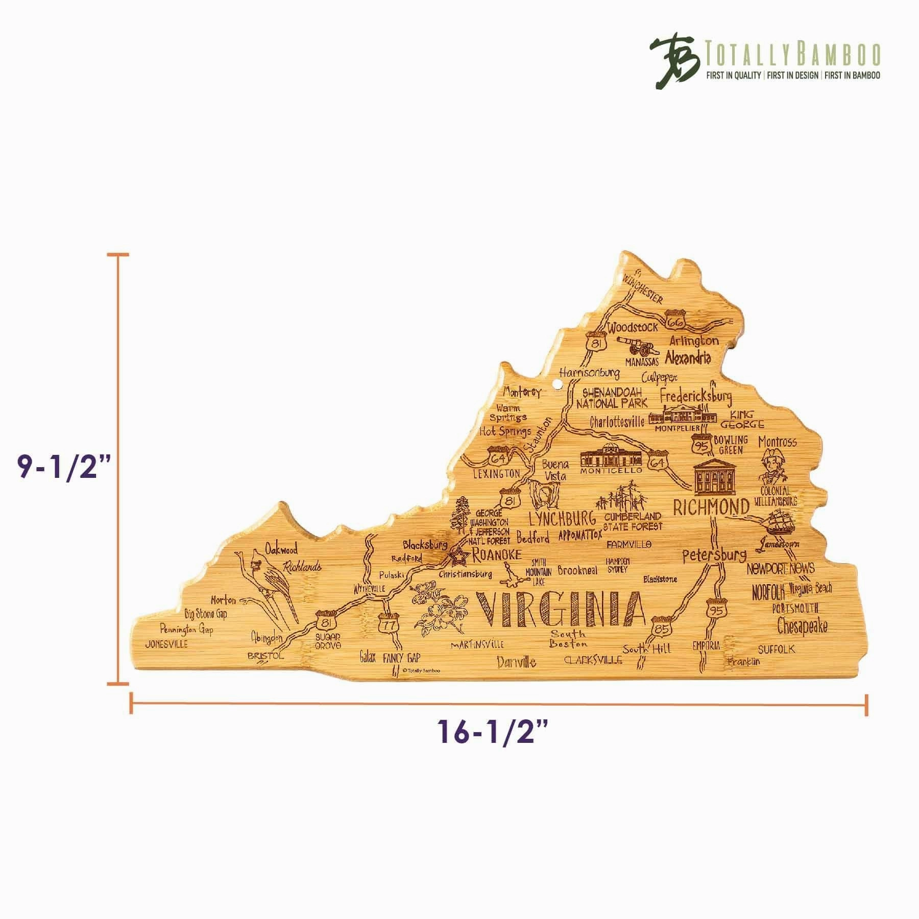 Destination Virginia Cutting Board, 16-1/2" x 9-1/2"