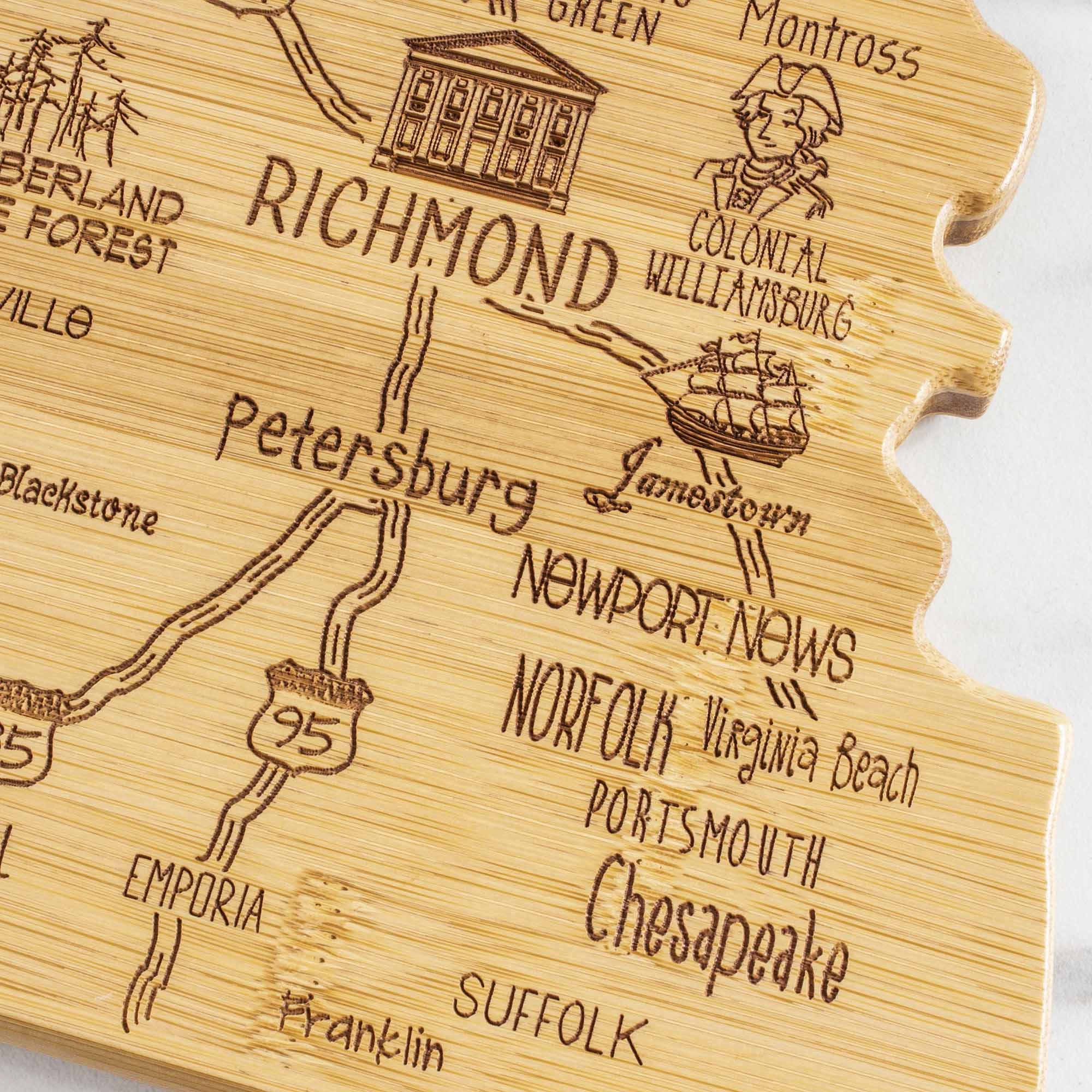 Destination Virginia Cutting Board, 16-1/2" x 9-1/2"