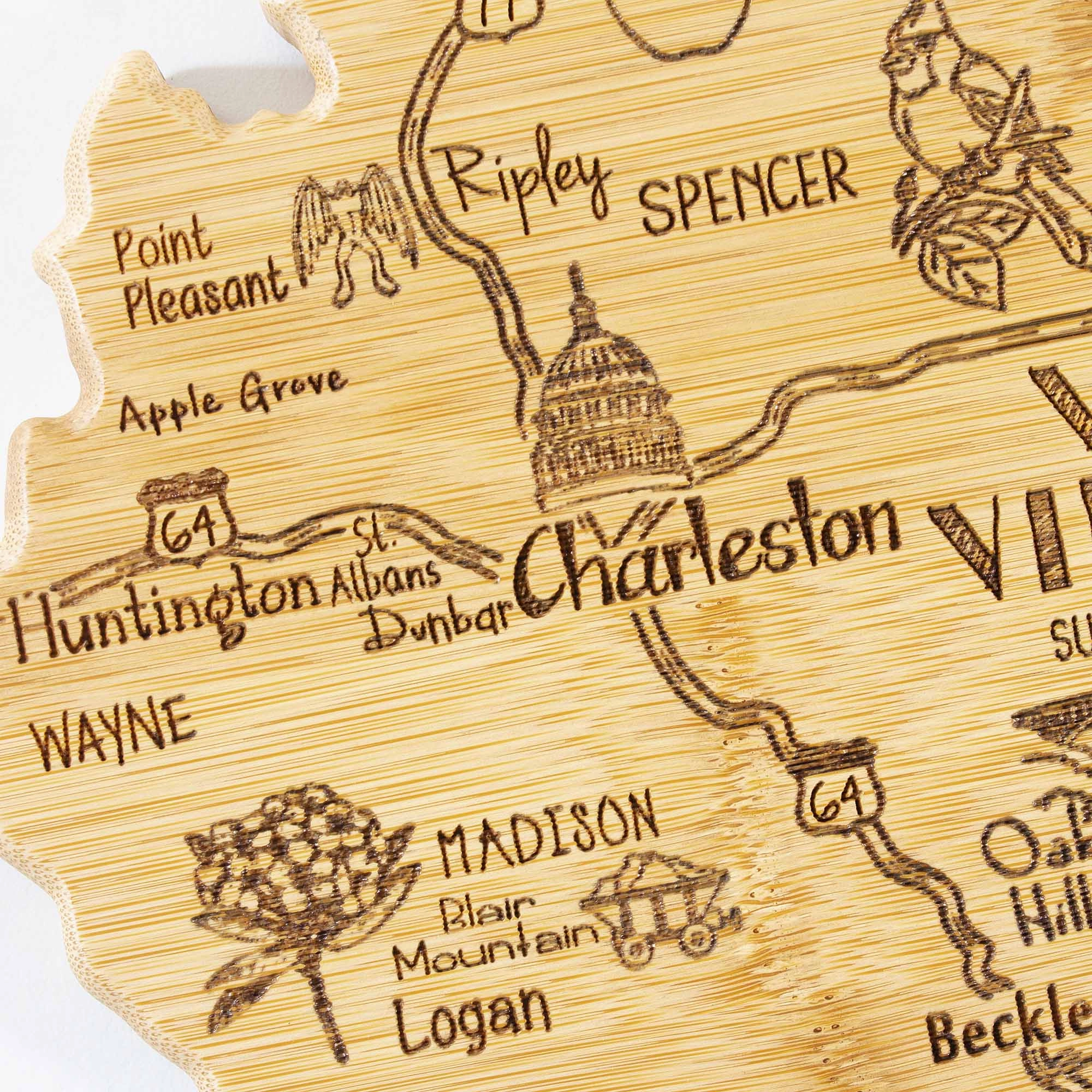 Destination West Virginia Cutting Board, 13-1/2" x 11-3/4"