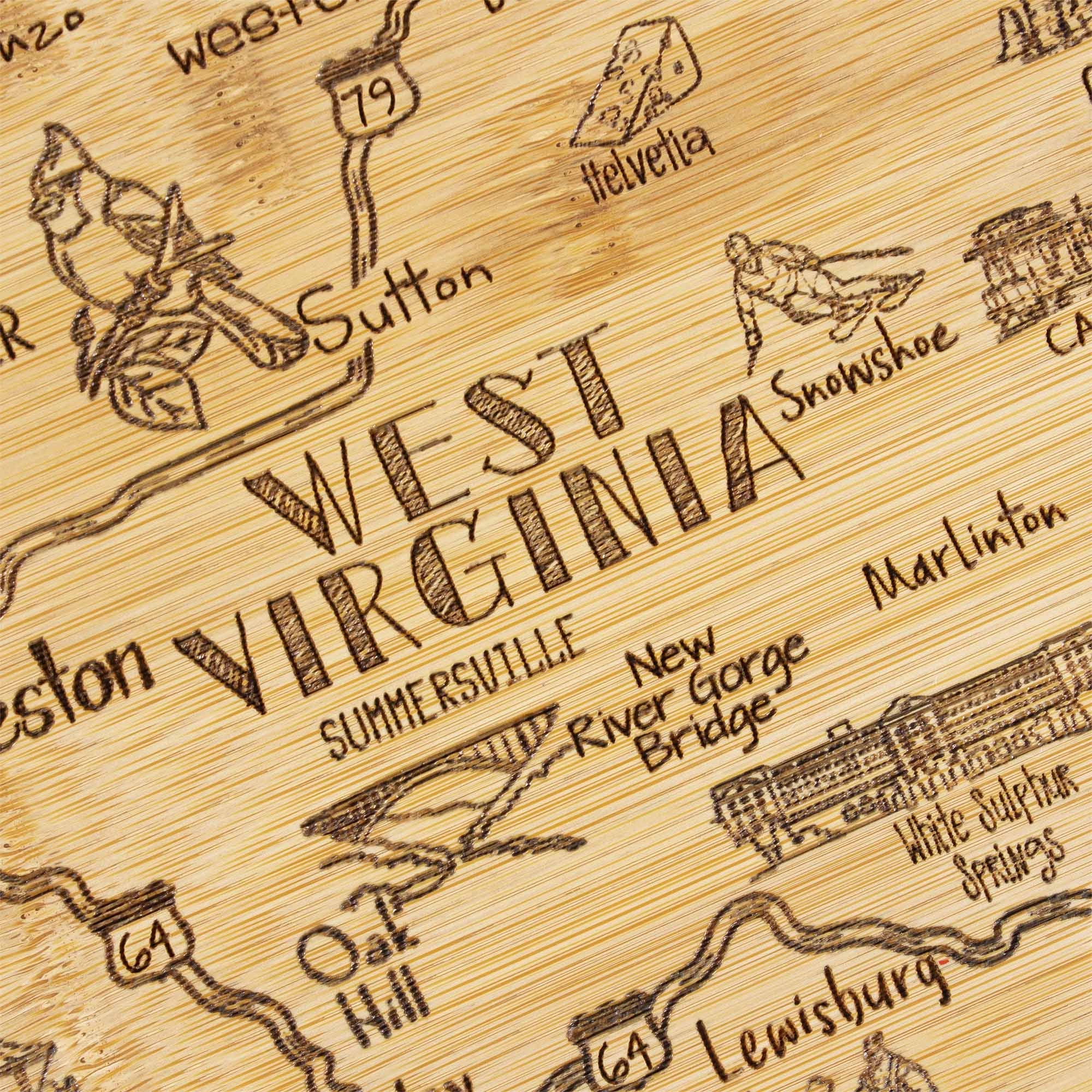 Destination West Virginia Cutting Board, 13-1/2" x 11-3/4"