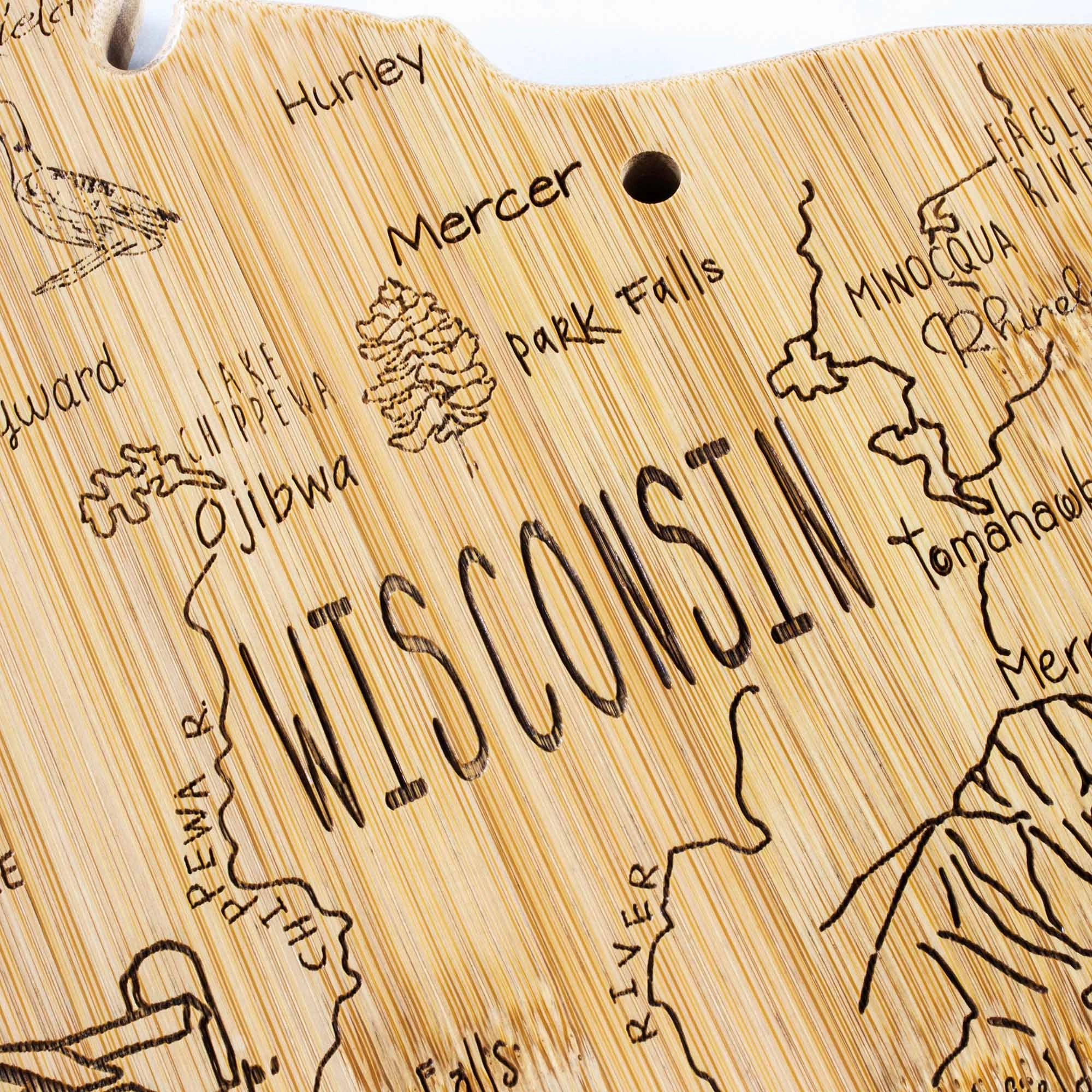 Destination Wisconsin Cutting Board, 12" x 13"