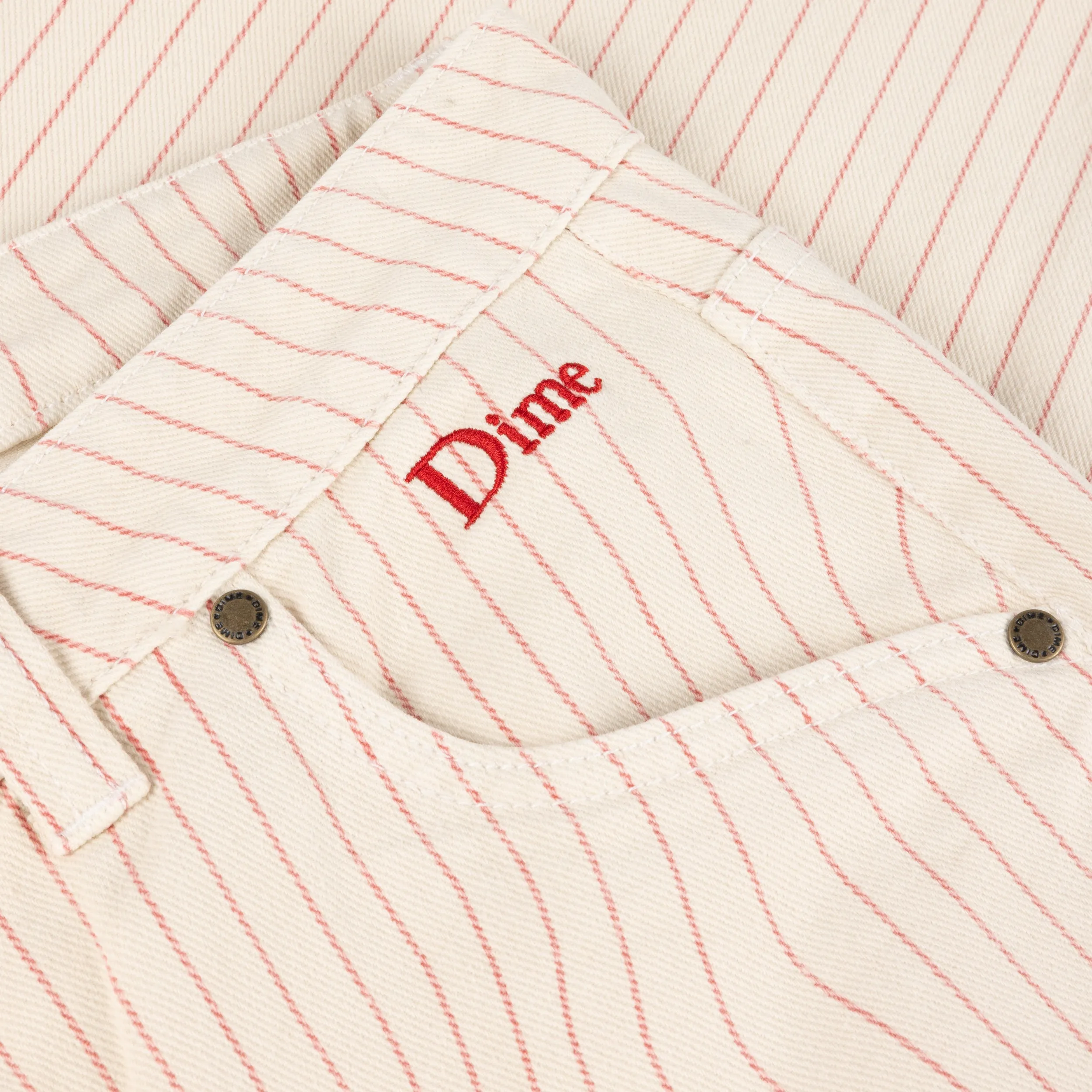 Dime Classic Relaxed Denim Pants - Striped/Warm White Clothing_Dime