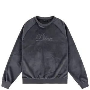 Dime Cursive Velvet Crewneck - Smoke Clothing_Dime