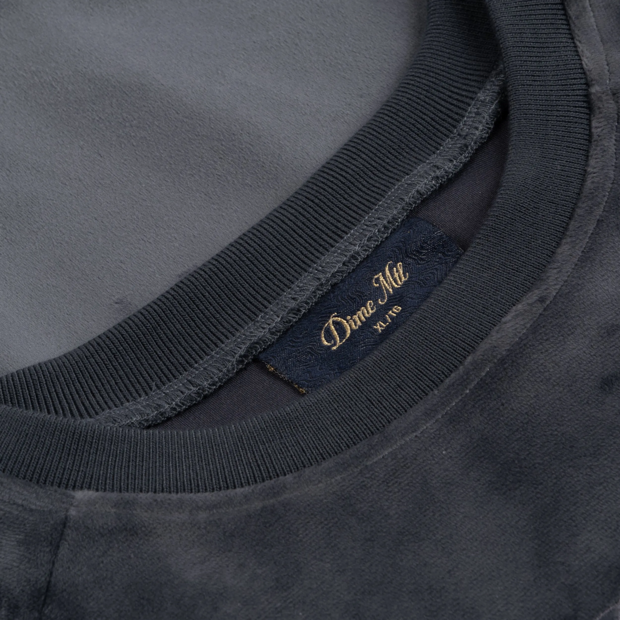 Dime Cursive Velvet Crewneck - Smoke Clothing_Dime