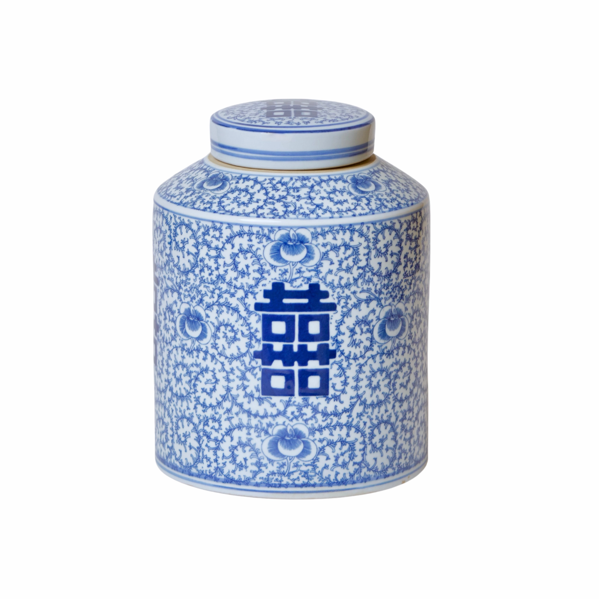 Double Happiness Blue and White Porcelain Canister vase,flower vase,home decoration