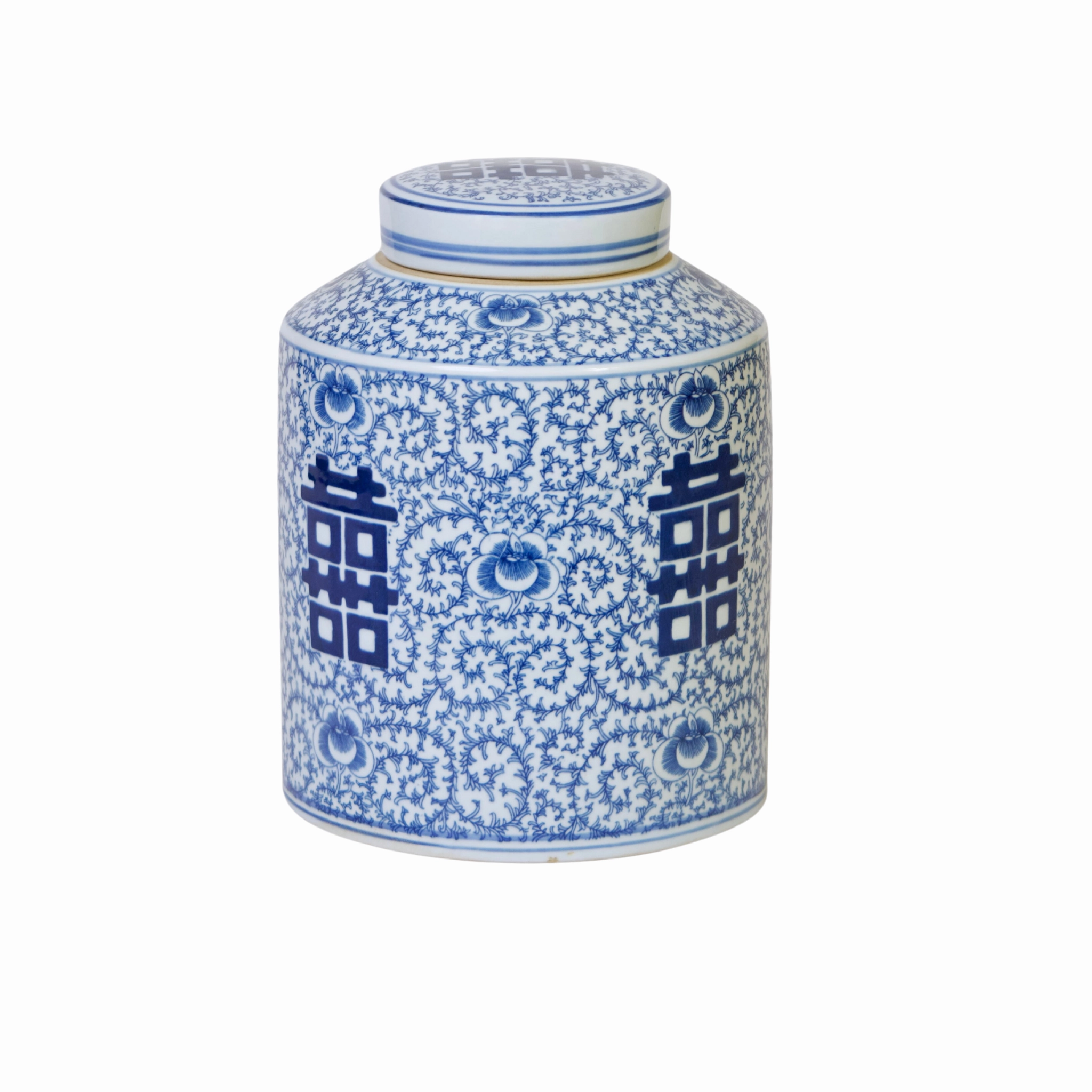Double Happiness Blue and White Porcelain Canister