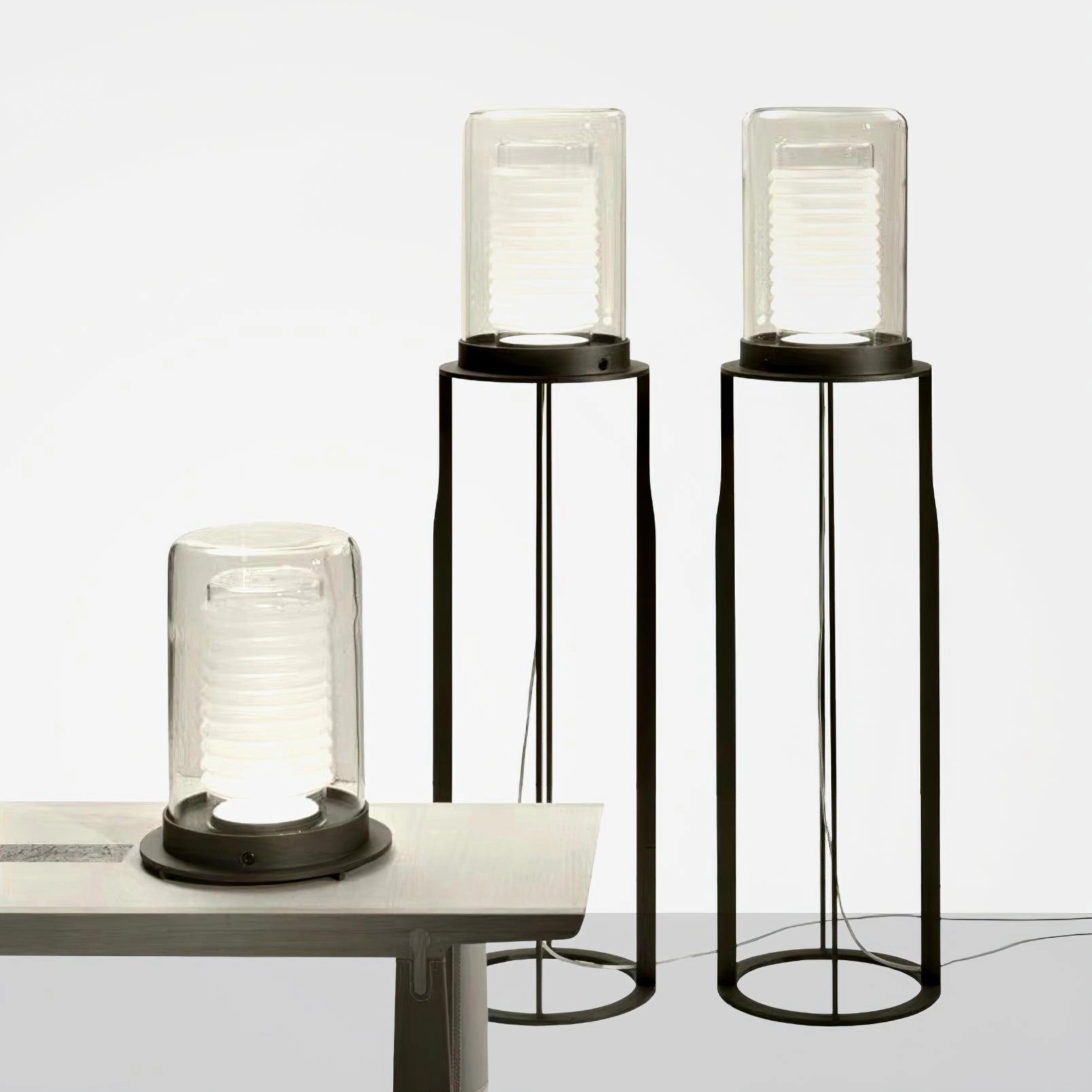 Dual Cylinder Glass Floor Lamp