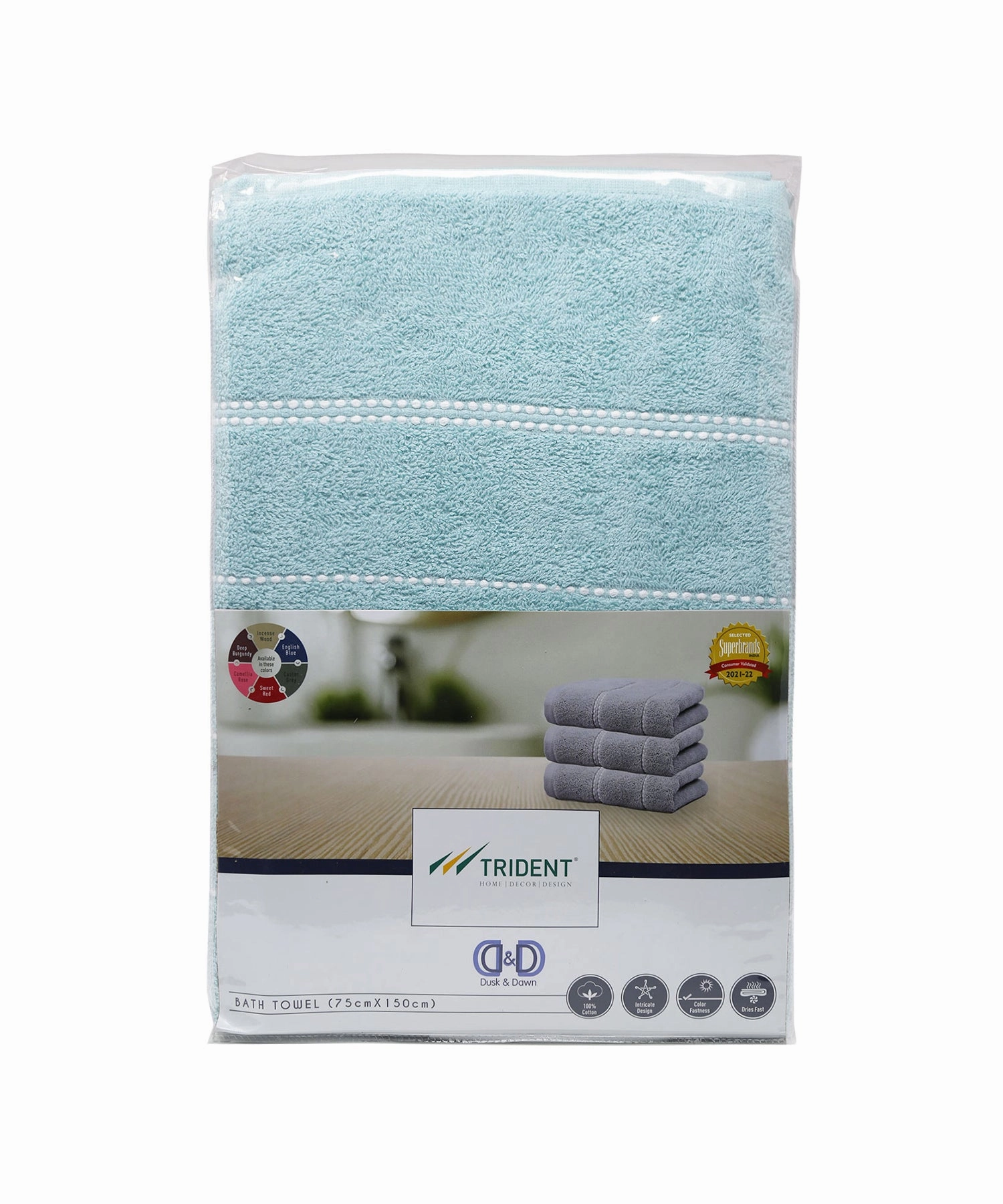 Dusk & Dawn Winter Teal Bath Towel, 400 GSM, Cotton Rich, Weft Insert Solid Towel, Blue