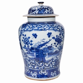 Dynasty Temple Jar With Floral Bird Panel Motif vase,flower vase,home decoration