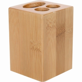 Ecobio Bamboo Square Bath Toothbrush and Toothpaste Holder Brown - 2 3/4"L x 2 3/4"W x 4"H toothbrush holder,bathroom cup,bathroom organizer