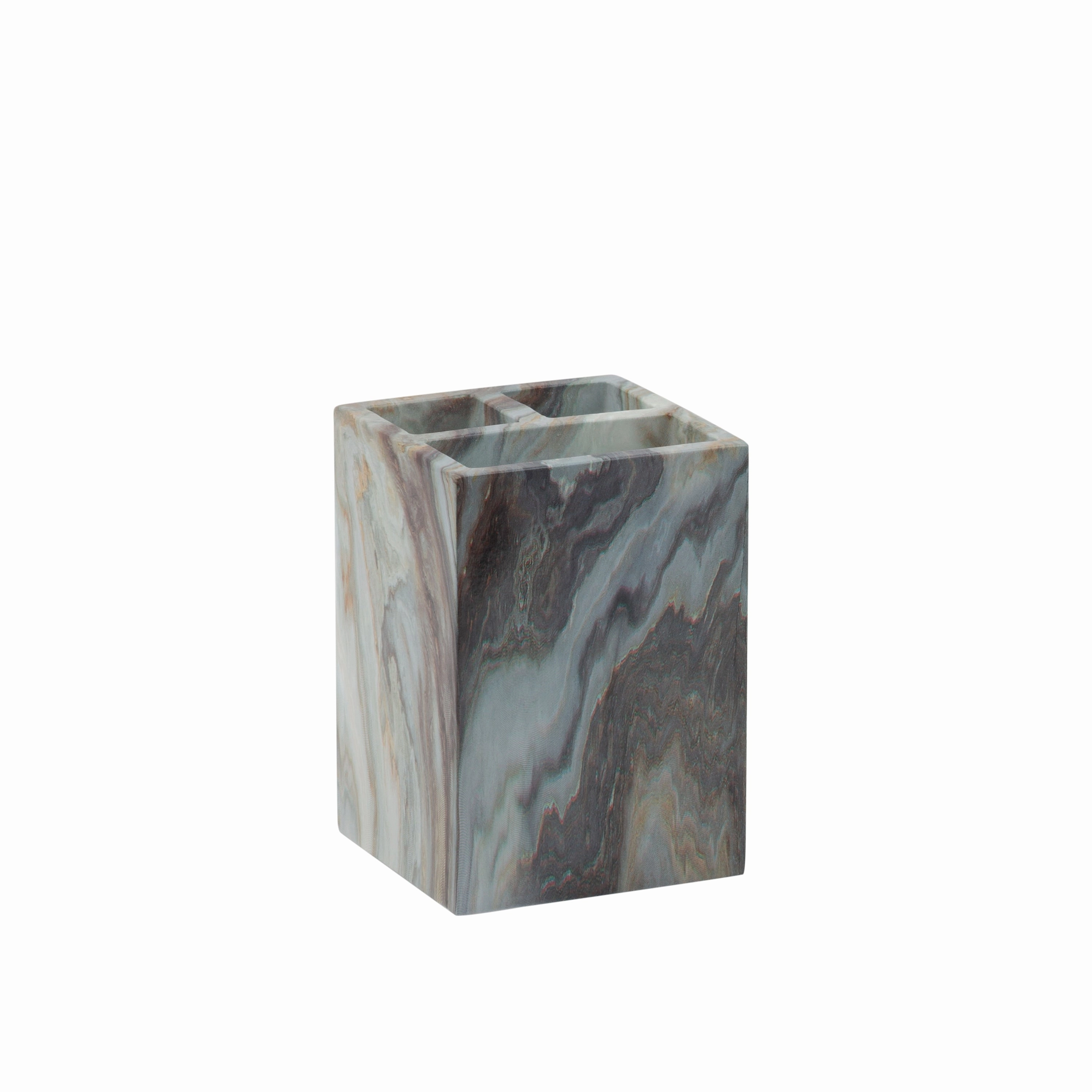 Elle Dcor Square Tooth Brush Holder in Agate - 2.76" x 2.76" x 3.94" toothbrush holder,bathroom cup,bathroom organizer