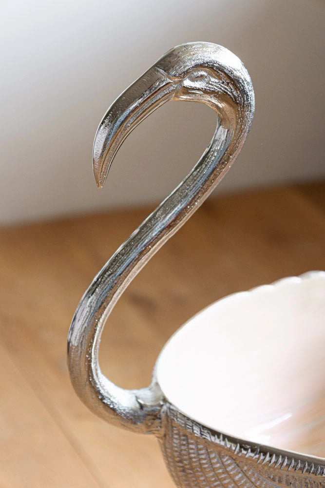 Enamel Metallic & Pale Pink Flamingo Wine Cooler