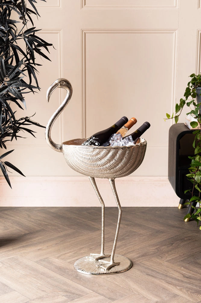 Enamel Metallic & Pale Pink Flamingo Wine Cooler