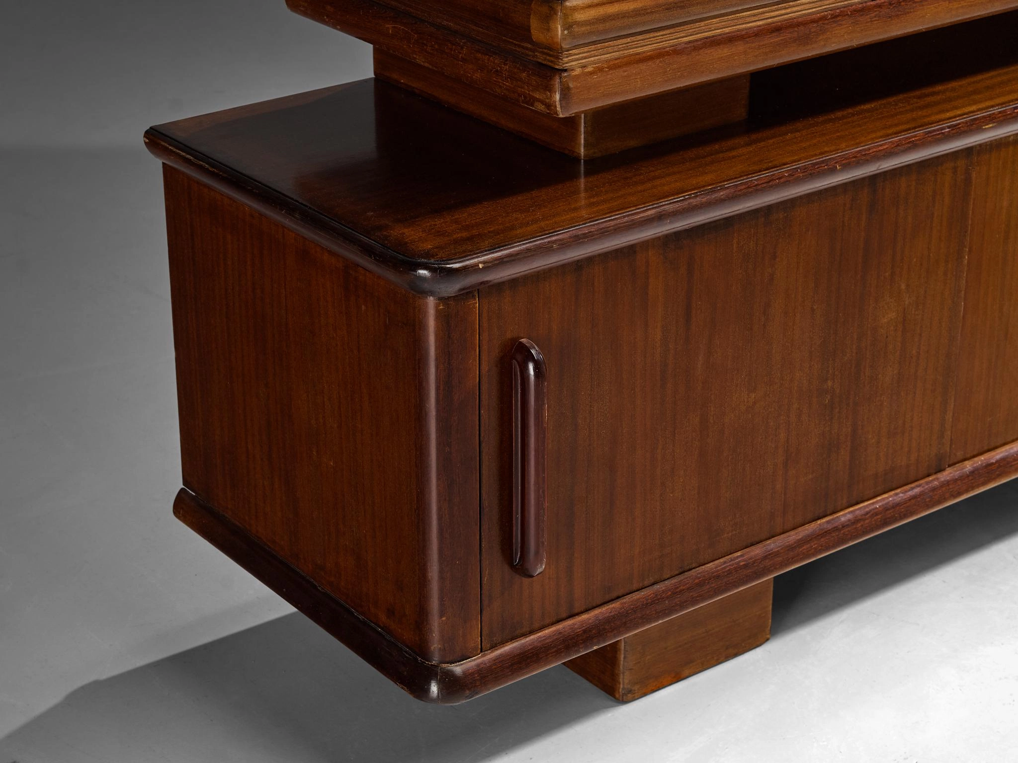Enrico & Paolo Borghi High Sideboard in Mahogany with Carved Doors