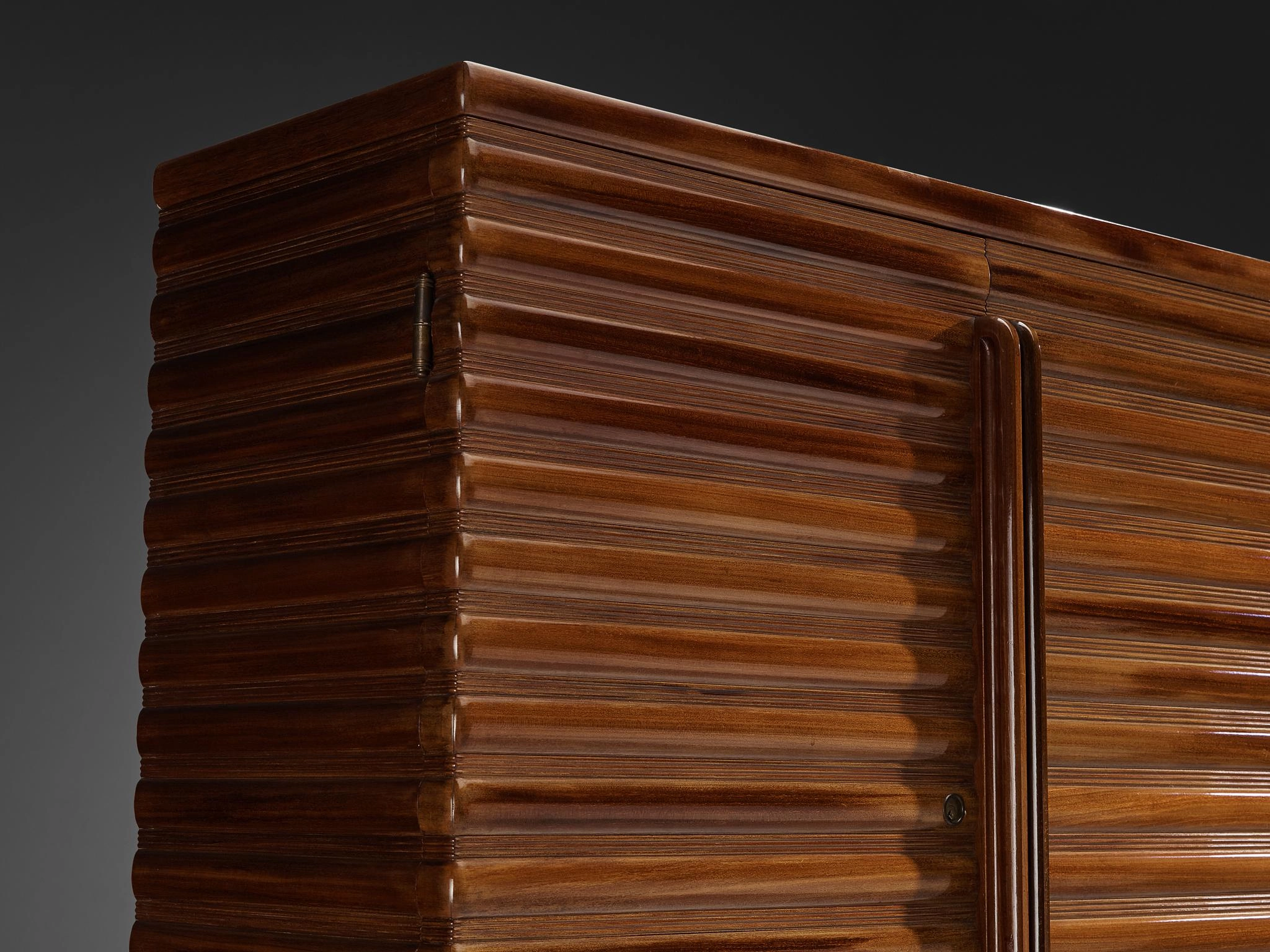 Enrico & Paolo Borghi High Sideboard in Mahogany with Carved Doors