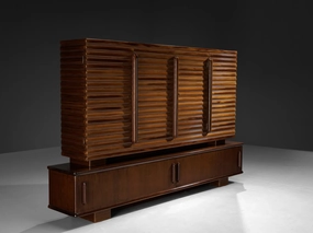 Enrico & Paolo Borghi High Sideboard in Mahogany with Carved Doors storage cabinet,organizer,furniture storage