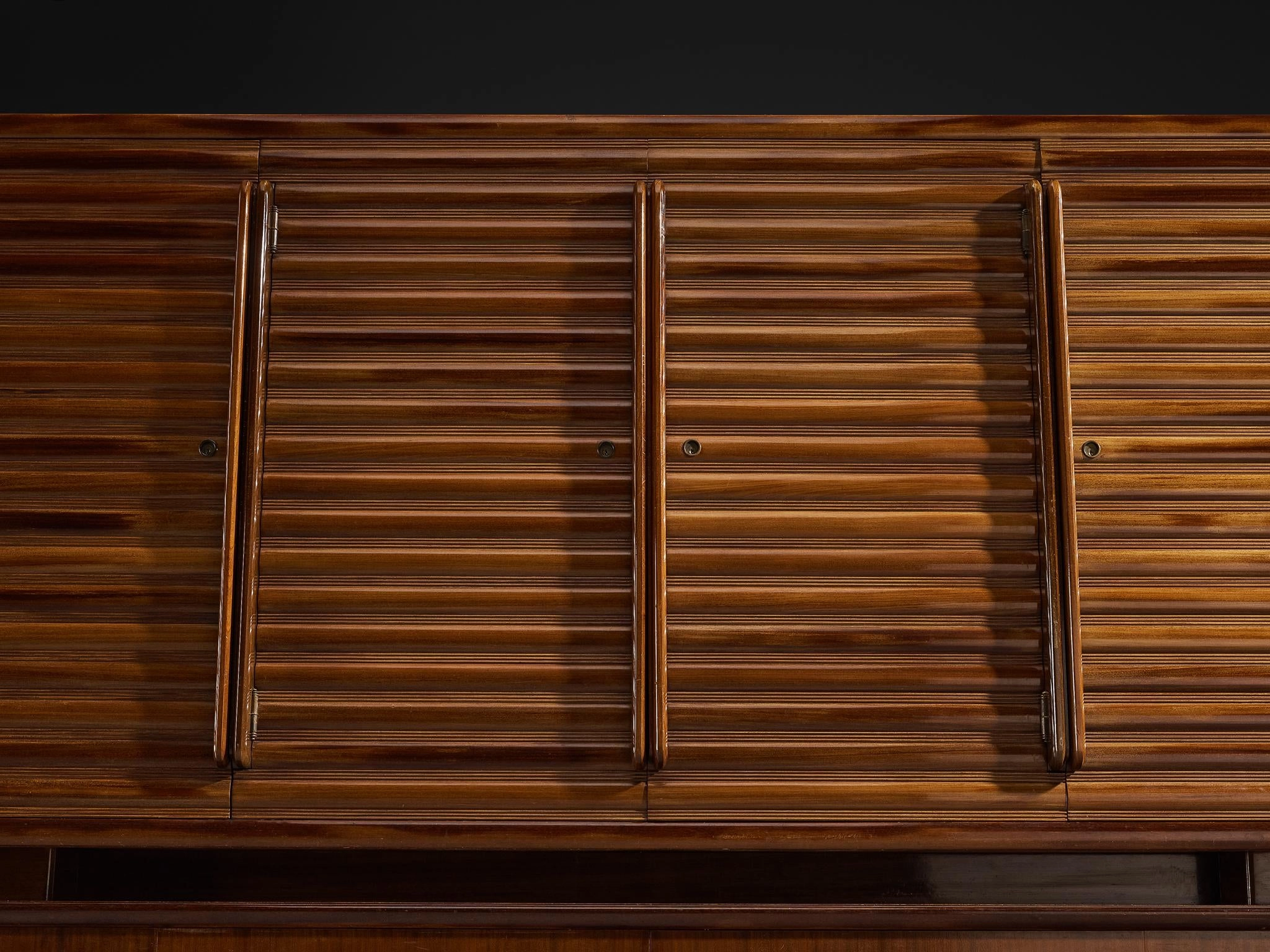 Enrico & Paolo Borghi High Sideboard in Mahogany with Carved Doors