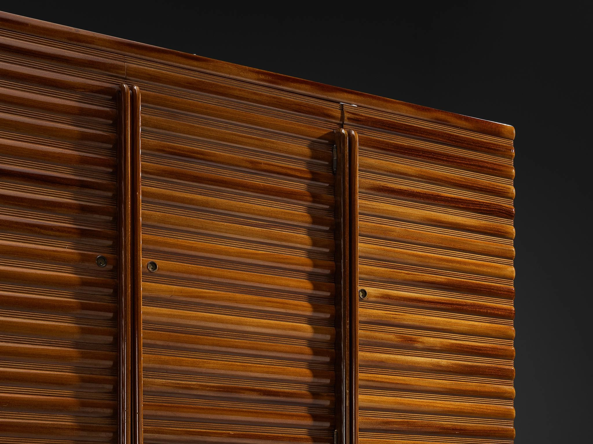 Enrico & Paolo Borghi High Sideboard in Mahogany with Carved Doors