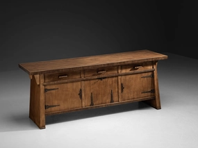 Ernesto Valabrega for Studio Vittorio Valabrega Sideboard in Solid Oak and Iron storage cabinet,organizer,furniture storage
