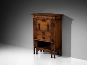 Ernesto Valabrega for Vittorio Valabrega Art Deco Cabinet in Oak and Iron storage cabinet,organizer,furniture storage