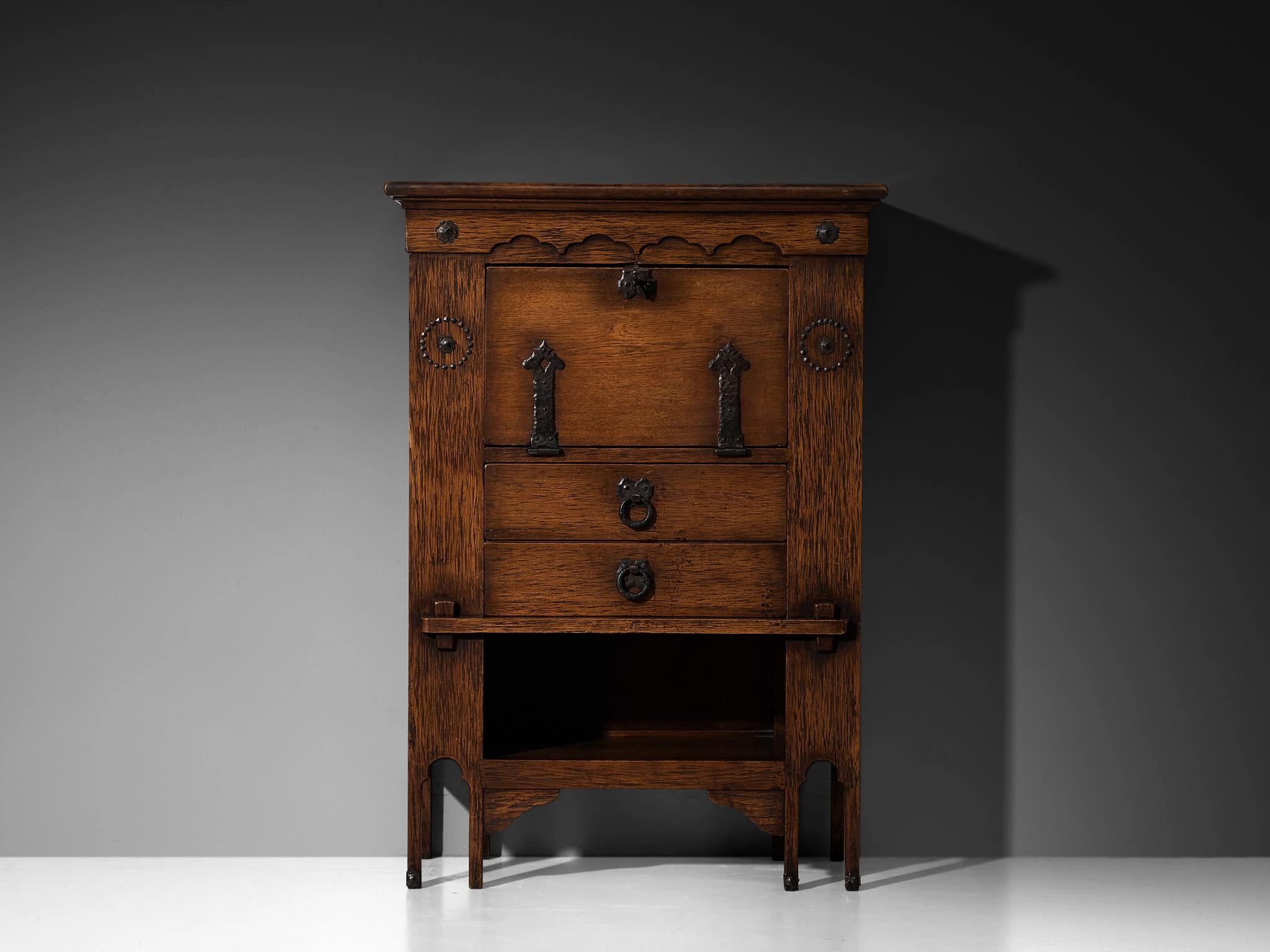 Ernesto Valabrega for Vittorio Valabrega Art Deco Cabinet in Oak and Iron