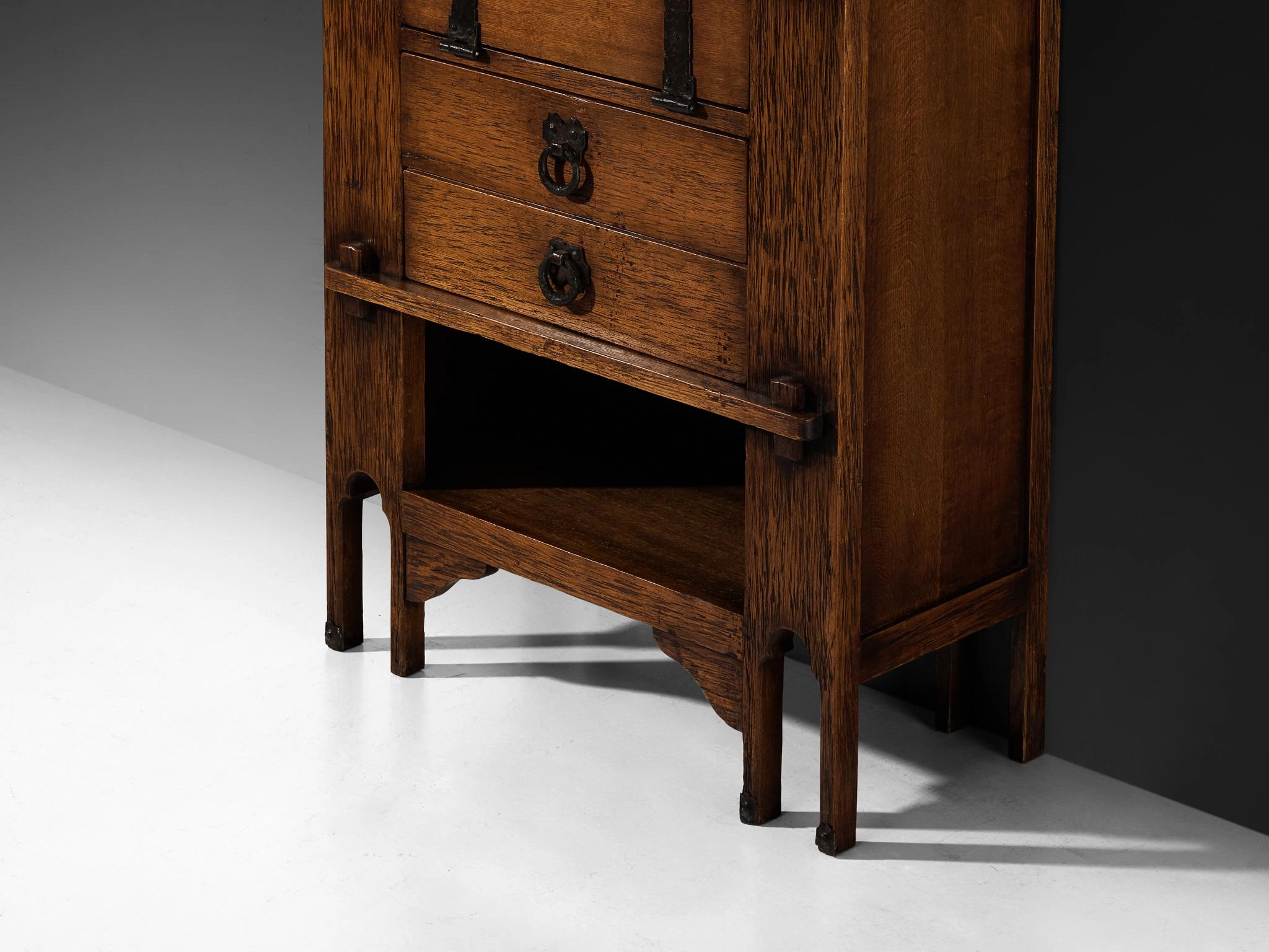 Ernesto Valabrega for Vittorio Valabrega Art Deco Cabinet in Oak and Iron
