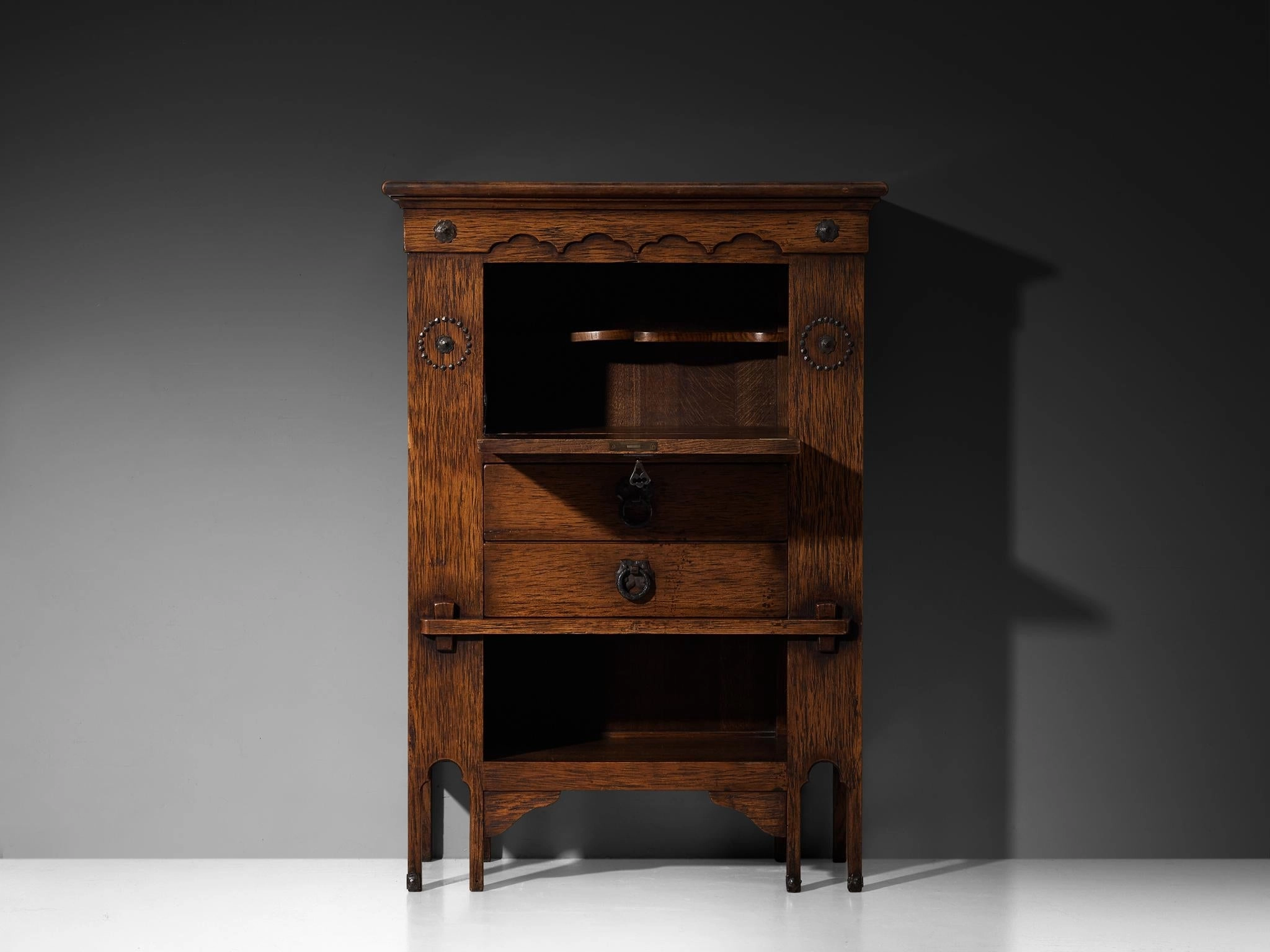 Ernesto Valabrega for Vittorio Valabrega Art Deco Cabinet in Oak and Iron