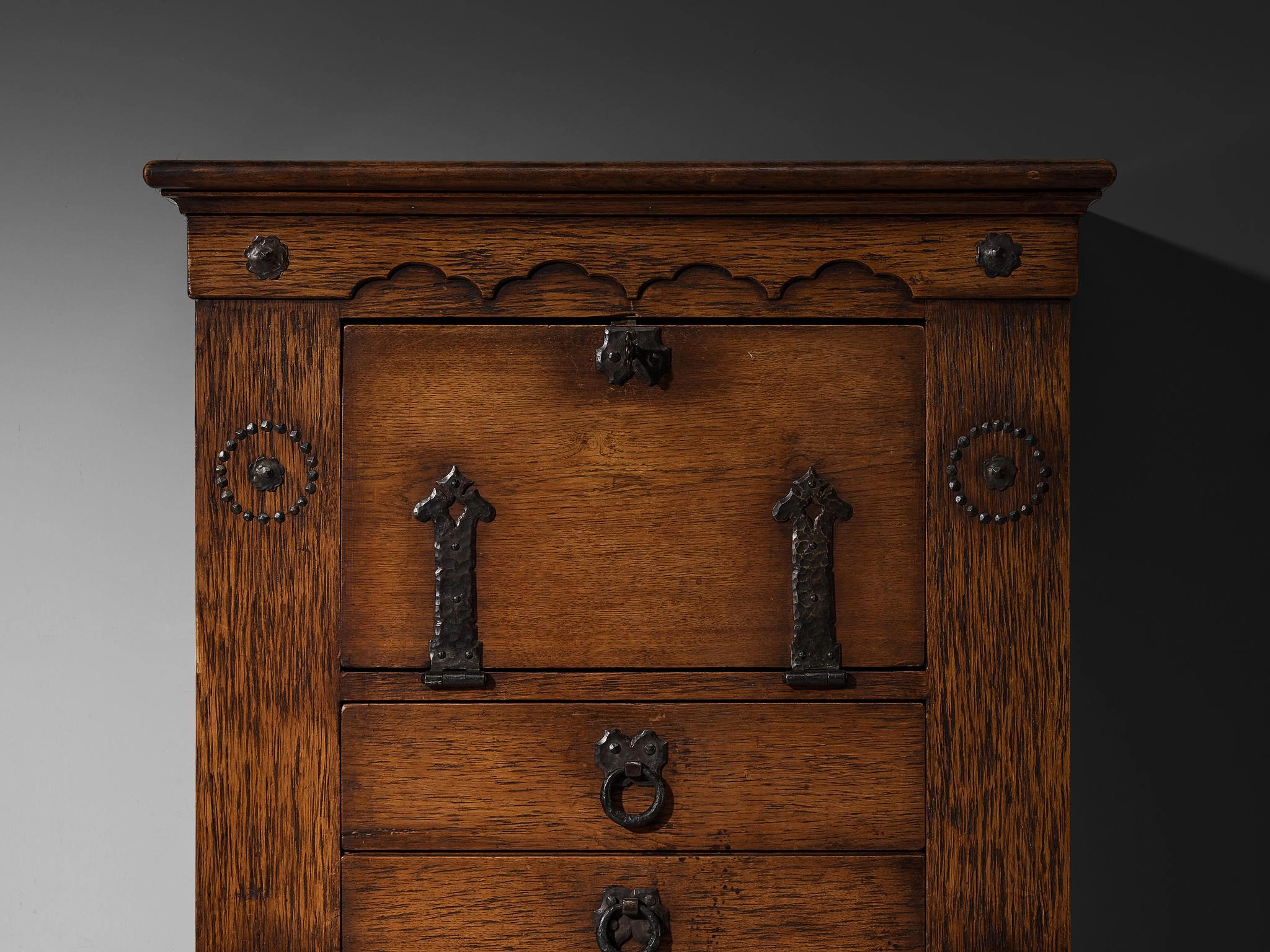 Ernesto Valabrega for Vittorio Valabrega Art Deco Cabinet in Oak and Iron