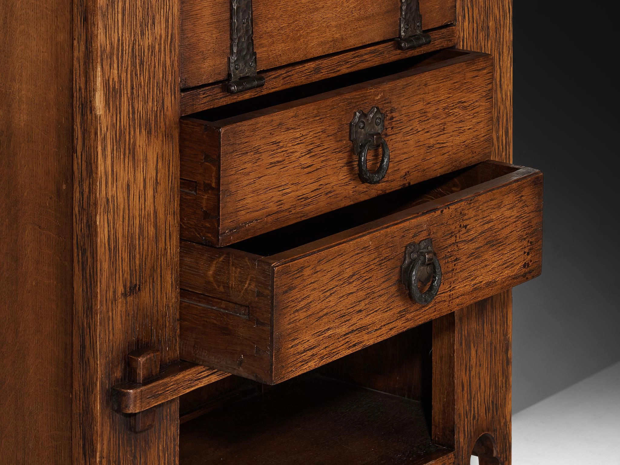 Ernesto Valabrega for Vittorio Valabrega Art Deco Cabinet in Oak and Iron