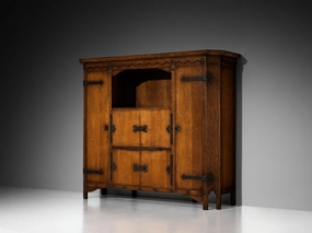 Ernesto Valabrega for Vittorio Valabrega Art Deco Large Cabinet in Oak storage cabinet,organizer,furniture storage