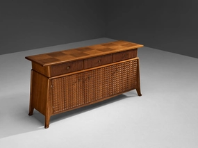 Ernesto Valabrega Sideboard in Stained Oak and Brass storage cabinet,organizer,furniture storage