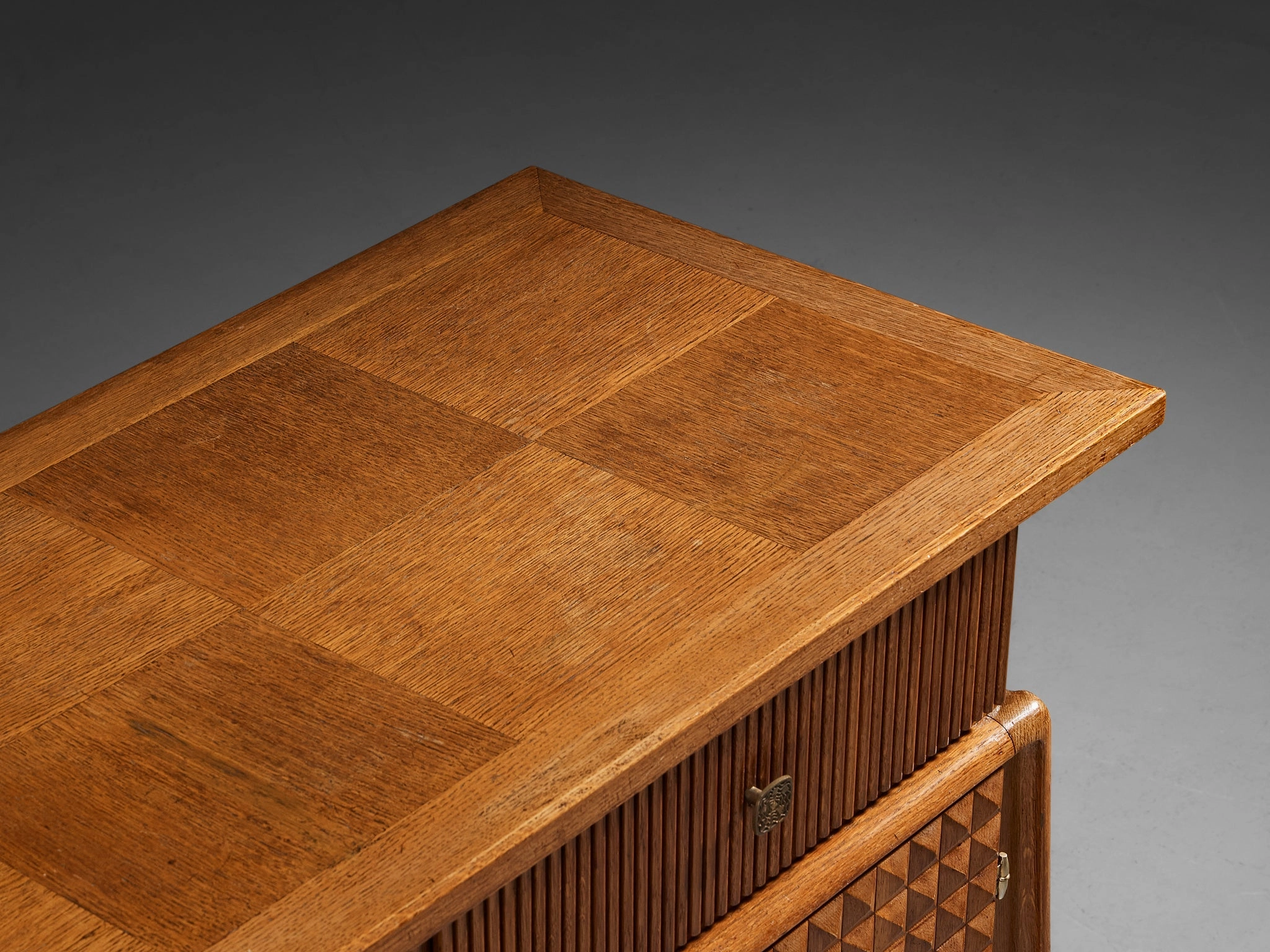 Ernesto Valabrega Sideboard in Stained Oak and Brass