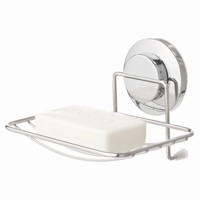 Everloc Push N' Loc Stainless Steel Suction Cup Soap Holder - Silver toothbrush holder,bathroom cup,bathroom organizer