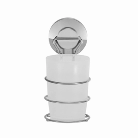 Everloc Push N' Loc Stainless Steel Suction Cup Toothbrush Holder With Chrome Cover - Silver toothbrush holder,bathroom cup,bathroom organizer
