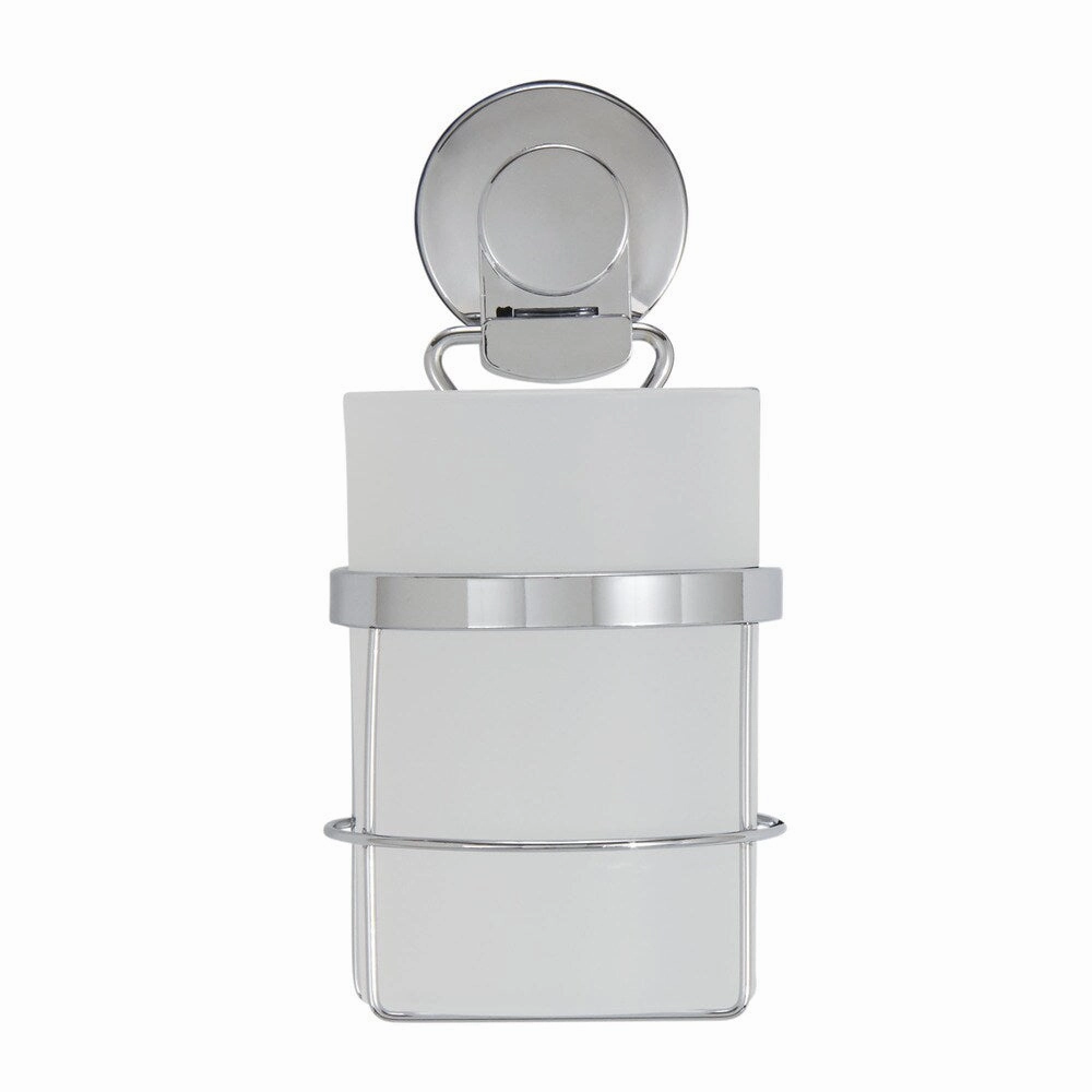 Everloc Solutions Stainless Steel Suction Cup Toothbrush Holder with Cup - Silver toothbrush holder,bathroom cup,bathroom organizer