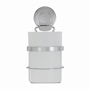Everloc Solutions Stainless Steel Suction Cup Toothbrush Holder with Cup - Silver toothbrush holder,bathroom cup,bathroom organizer